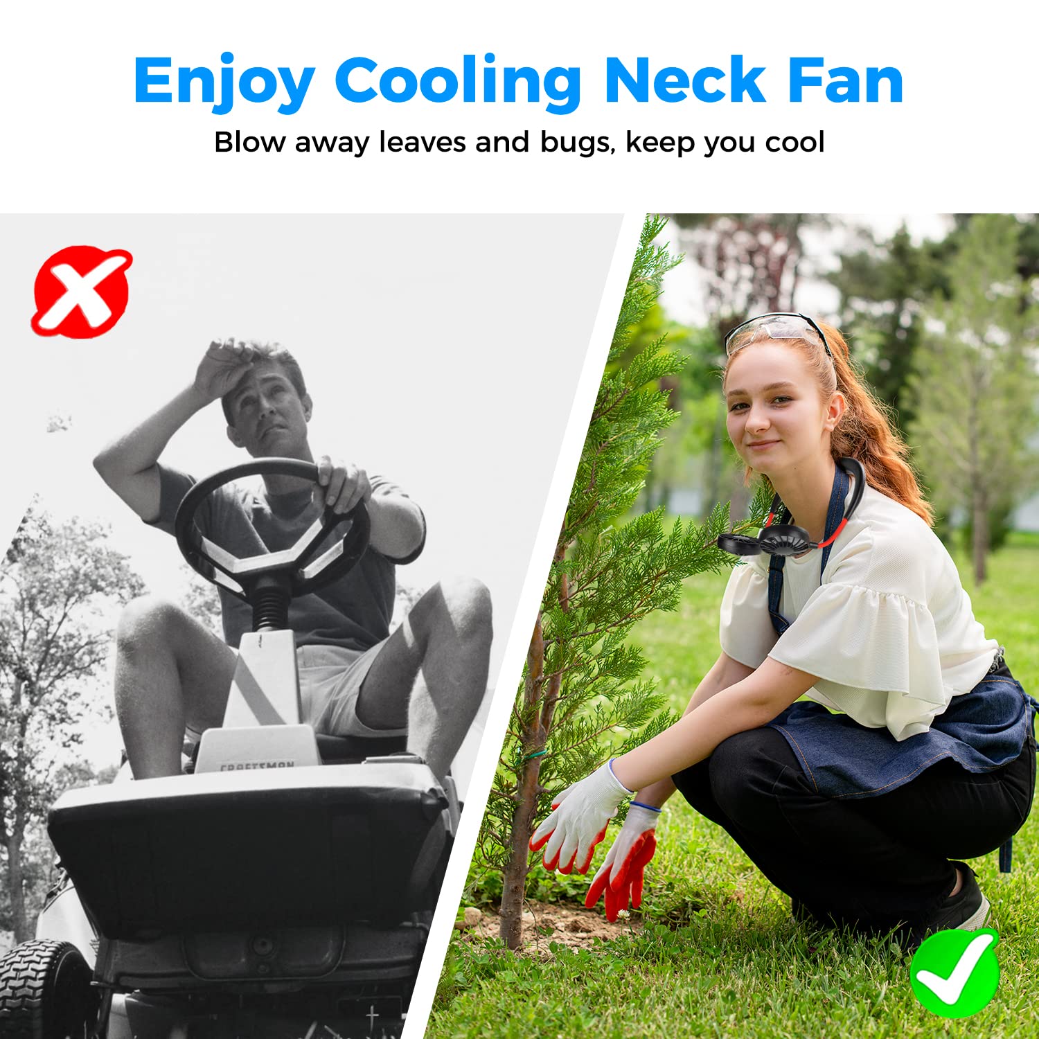 Shuangjishan Neck Fan 360 Degree Rotation Rechargeable 2000mAh Wearable Personal Fan ABS Plastic Silicone Pink
