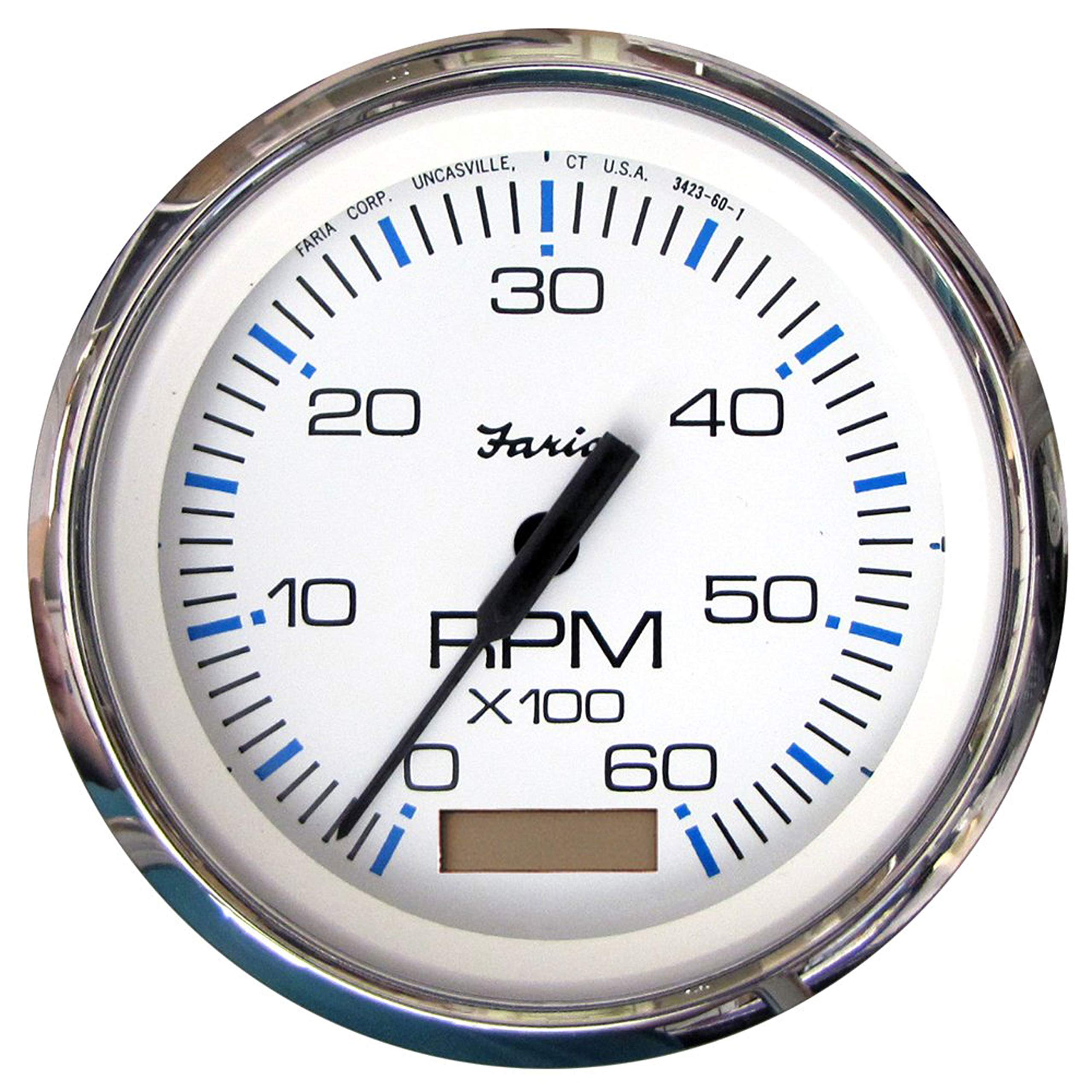 Faria 33832 Chesapeake Tachometer Gauge with Hourmeter 7000 RPM - White SS, 4