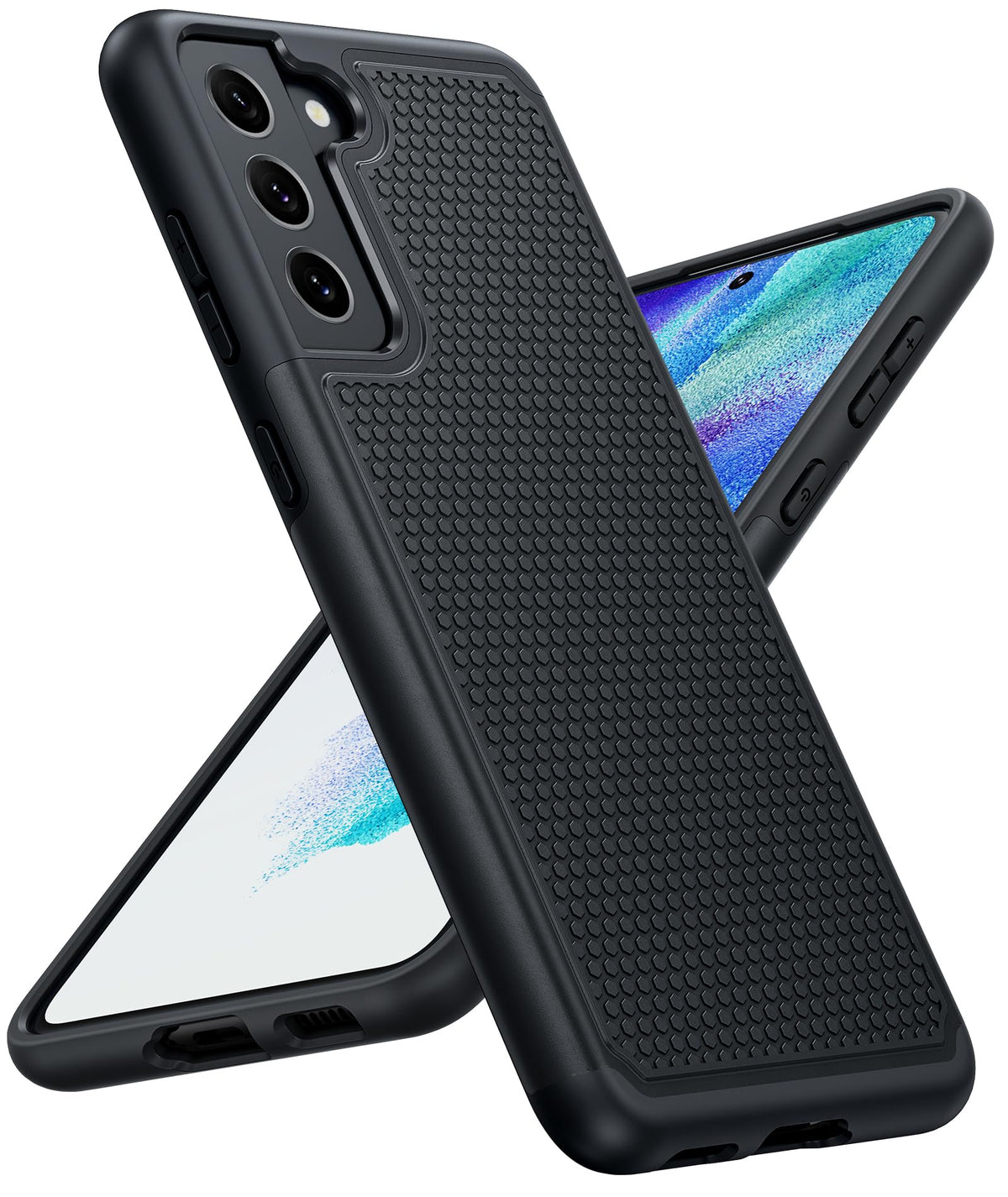 Jxvm For Samsung Galaxy S21 Fe Case: Dual Layer Protective Heavy Duty Cell Phone Cover Shockproof Rugged With Non Slip Textured