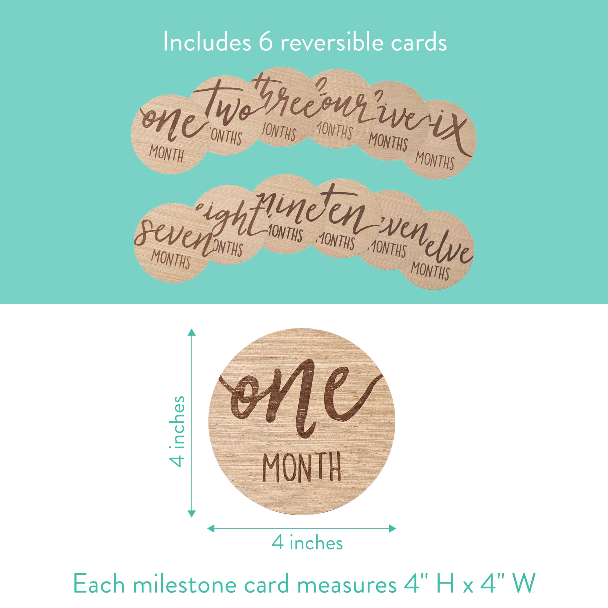 Kate & Milo Baby Monthly Milestone Marker Discs   Classic Cursive Script Wooden Discs With Reversible Photo Props For Baby Annou