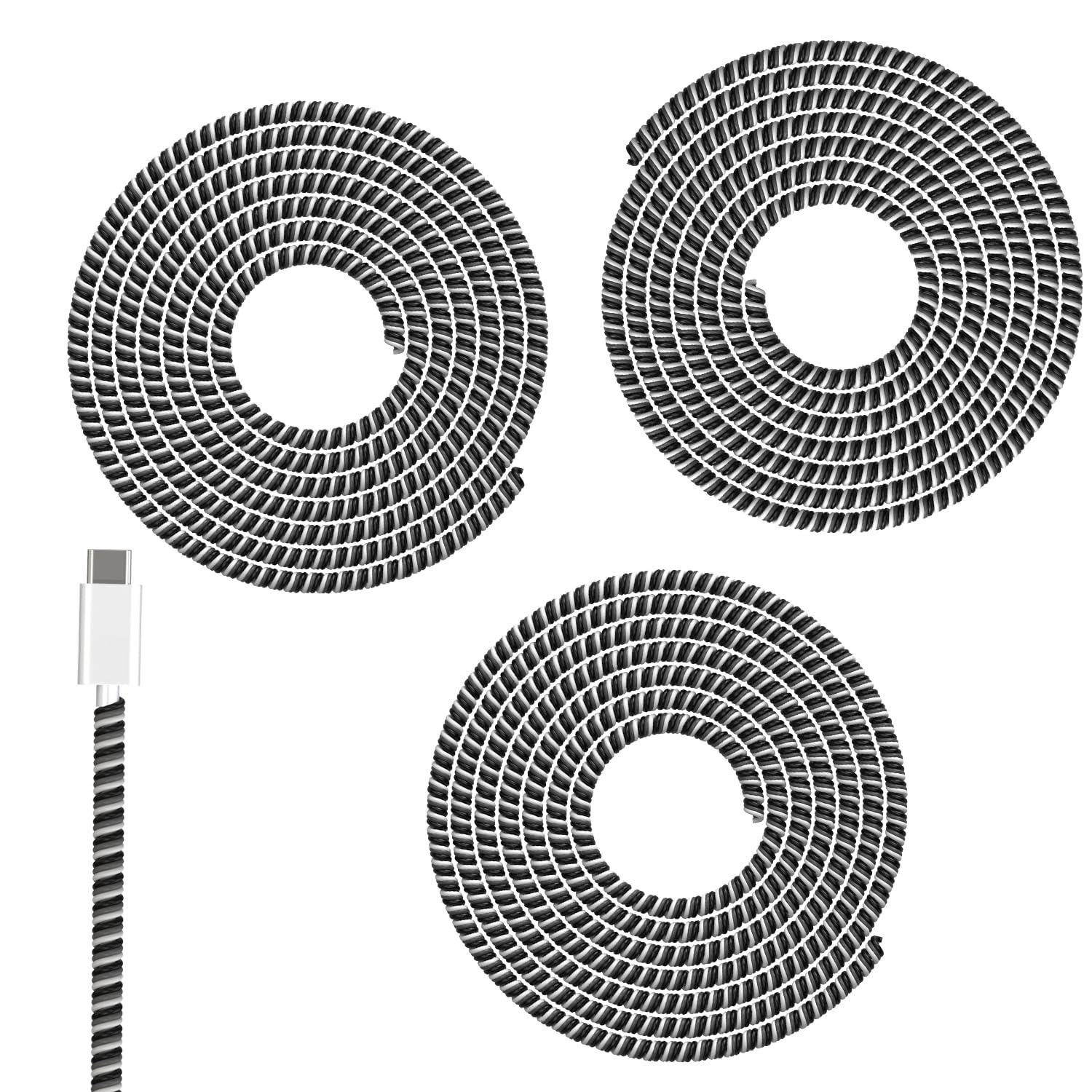 Sounce Ultimate Cable Protector | Spiral Triple Colour 1.5 Meter / 150 Cm | Plastic Cord Wire Charger Winder For Iphone And Andr