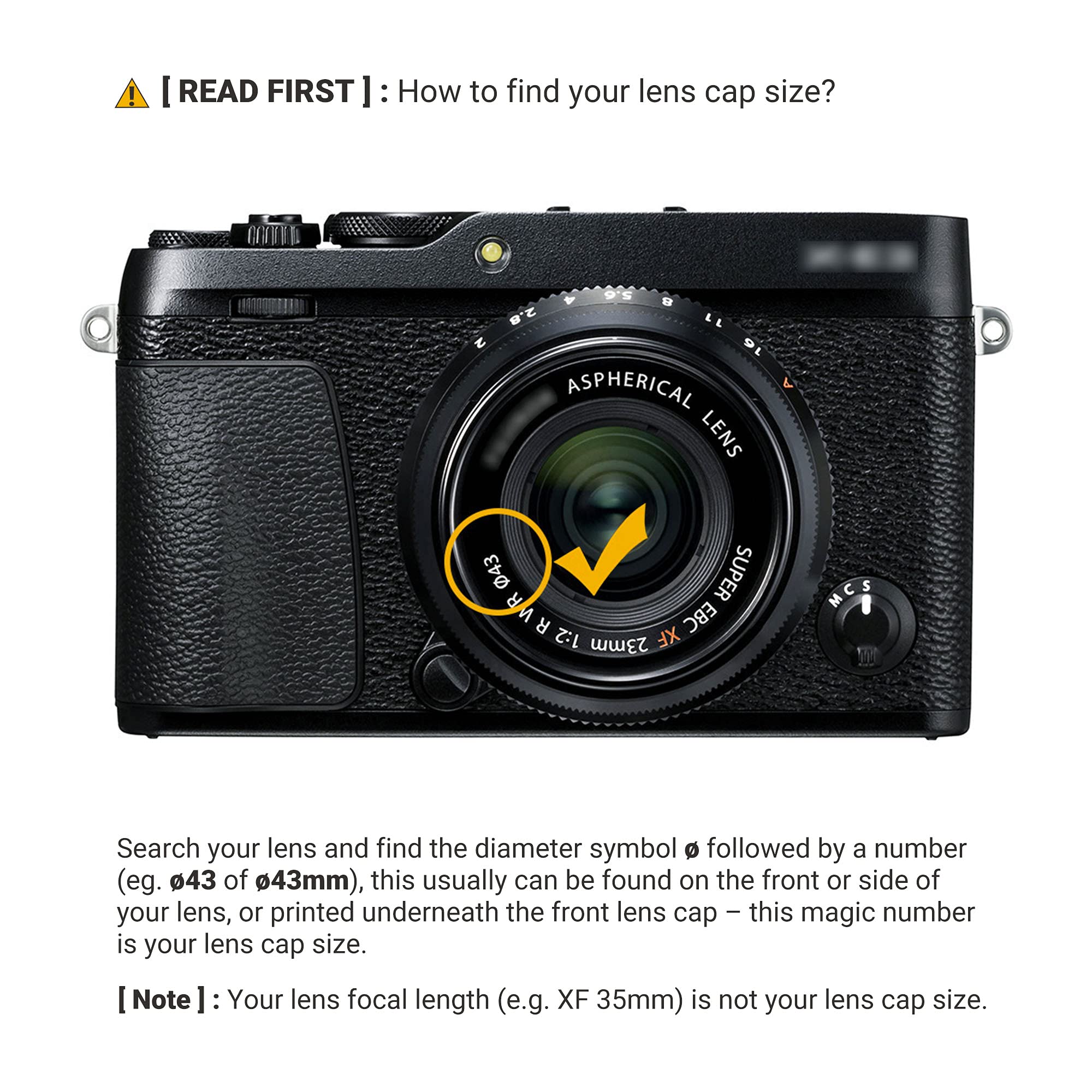 Jjc 2 Pack 43Mm Center Pinch Front Lens Cap Cover With Deluxe Lens Cap Keeper For Fuji Fujifilm Xf 35Mm F2, Xf 23Mm F2 For Canon