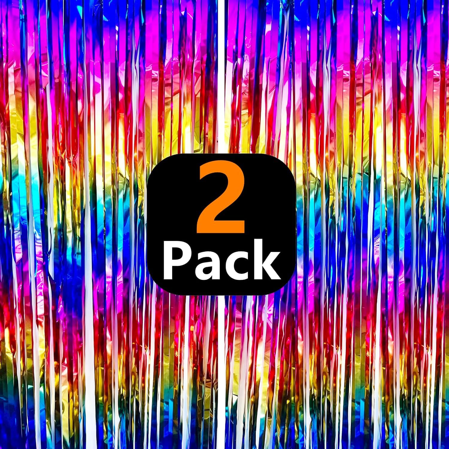 Sparkly Rainbow Foil Fringe Curtain Metallic Streamers Tinsel Party Backdrop Decorations For Birthday Gay Pride Day Graduation W