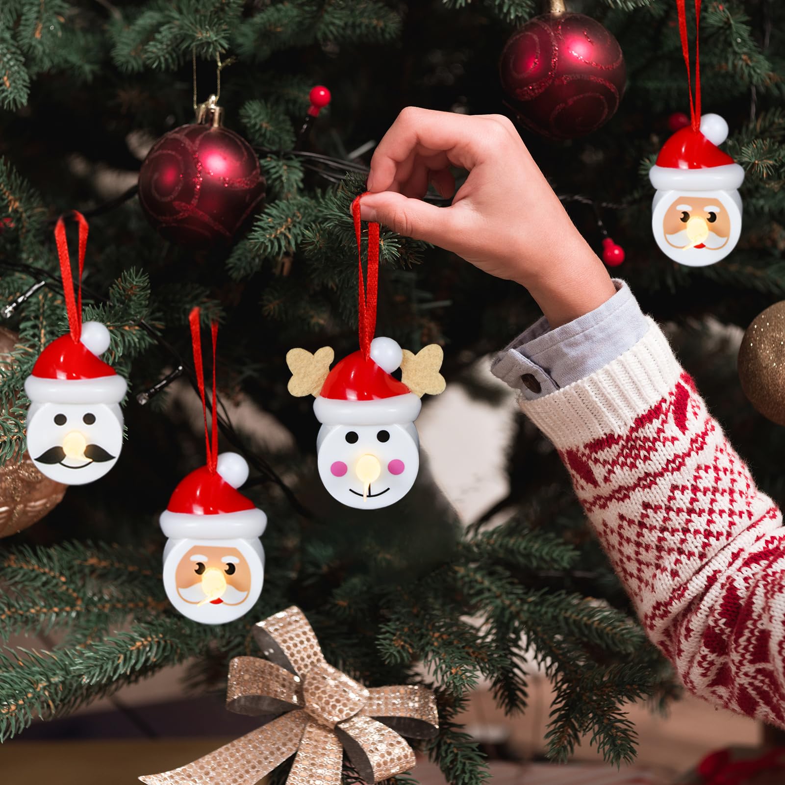 Kunswenn Christmas Candles Battery Operated With 6H Timer, 12 Pcs Tealights, Flameless Led Votive Candles With 3D Flame For Wint