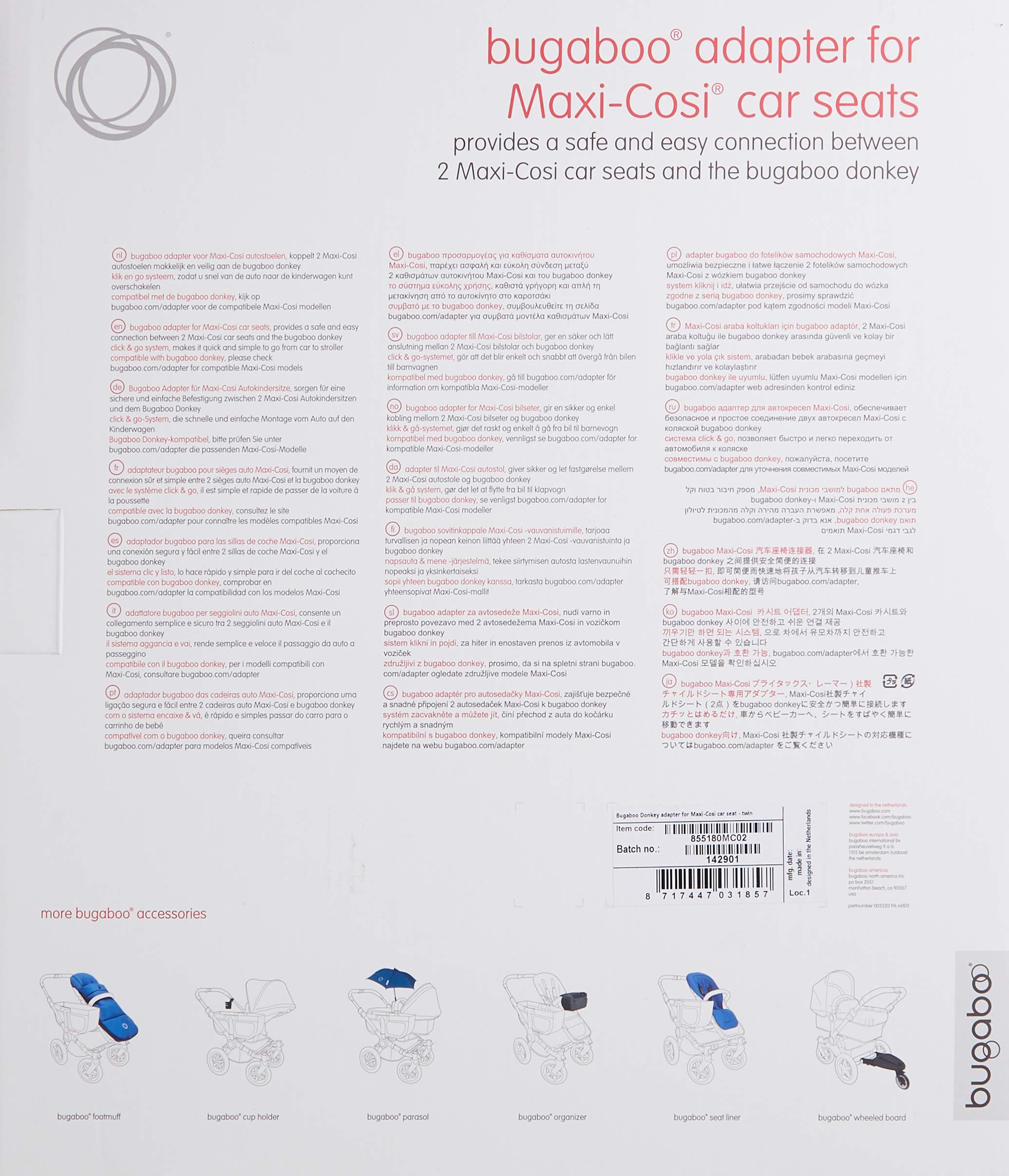 Bugaboo Donkey Twin Car Seat Adapter, Maxi-Cosi/Nuna