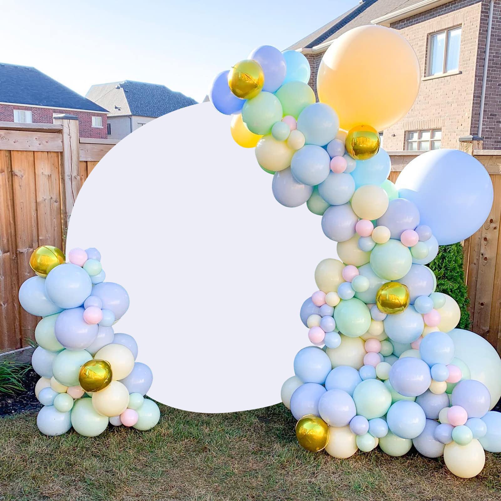 White Round Backdrop Cover 6.5X6.5Ft Circle Arch Backdrop Wedding Photo Photography Background Baby Bridal Shower Wall Decoratio