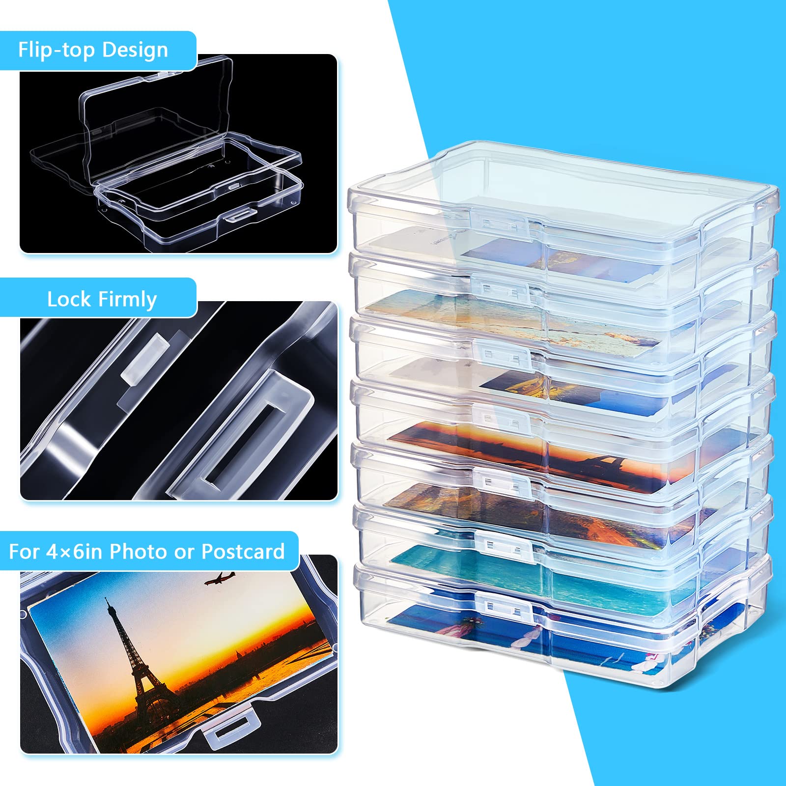 Geelin 30 Pcs Clear Photo Storage Boxes For 4'' X 6'' Pictures Transparent Photo Case Plastic Photo Organizers And Storage Photo