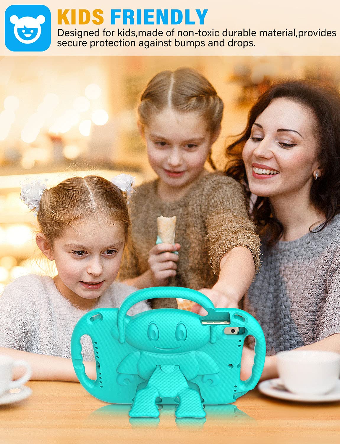 Suplik Kids Case For Ipad 5Th/6Th Generation (9.7 Inch, 2017/2018), Ipad Air 1 & Air 2 & Pro 9.7 Case With Shoulder Strap Handle