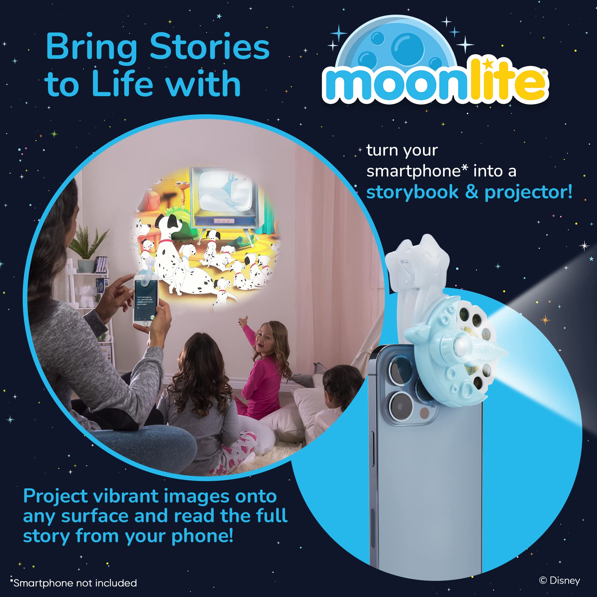 Moonlite Storytime Projector, Magical Bedtime Kids Book Projector For Immersive Reading Experience, Smartphone Compatible Storyb