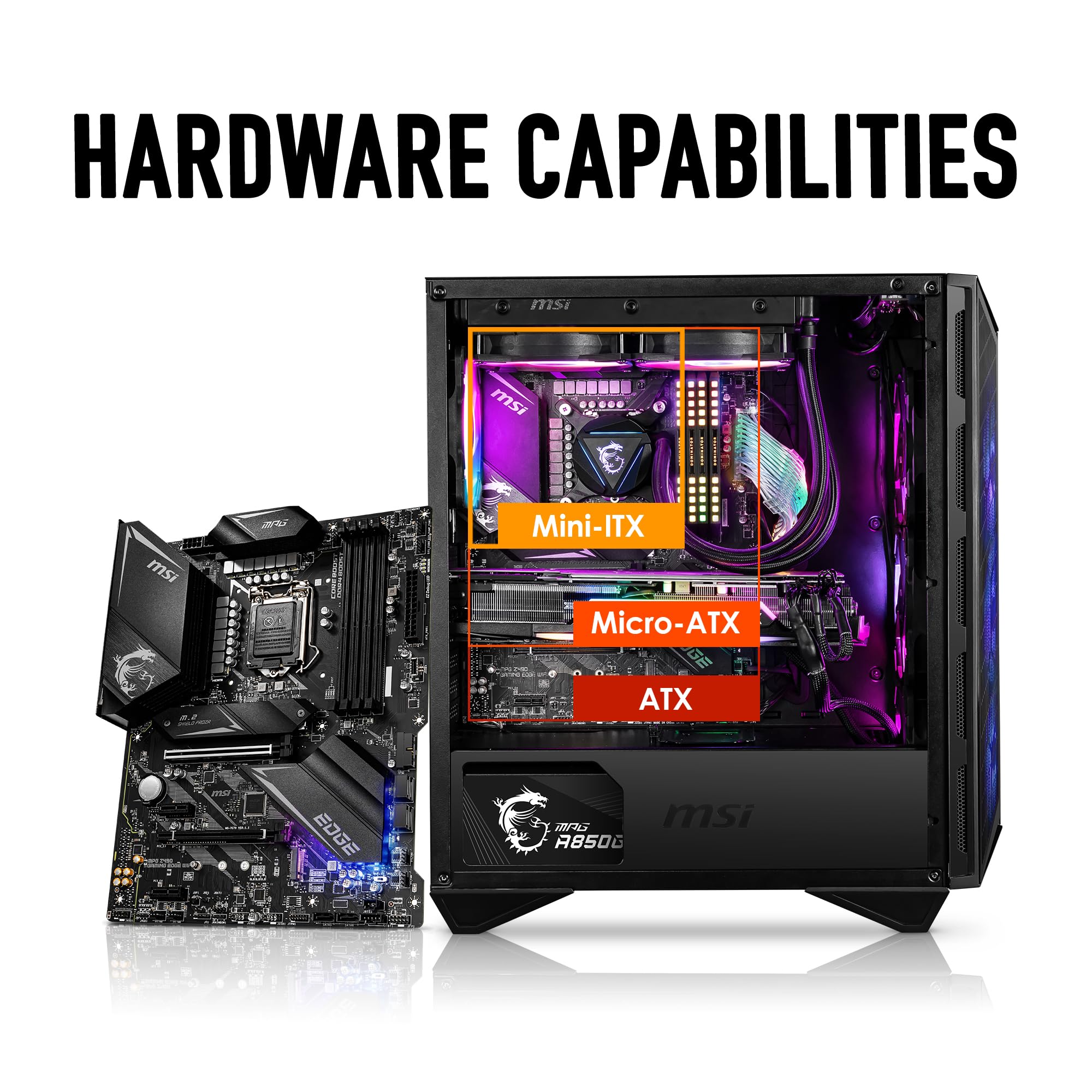 MSI MPG GUNGNIR 111R Mid Tower Gaming PC Case - Black, Tempered Glass, 4 ARGB Fans, USB 3.2 Gen2x2, ATX/m