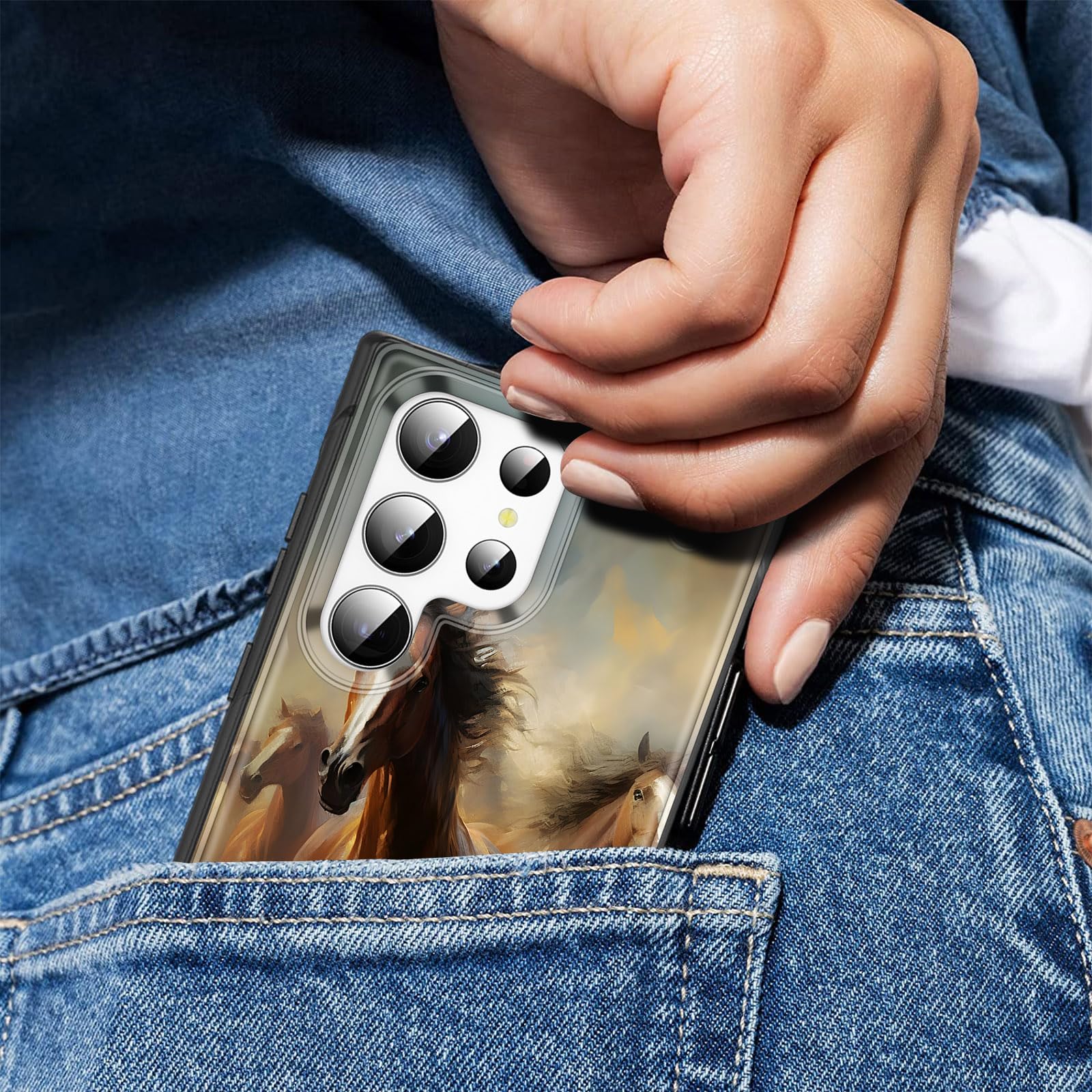 Efgwsder For Galaxy S25 Ultra Case With Kickstand,Dual Layer Hybrid Hard Pc & Soft Silicone Rugged Shockproof Protective Phone C