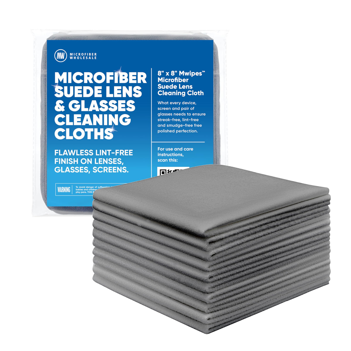 Premium Lens Screen Cleaning Cloth By Microfiber Wholesale | Gray | 8   X8    | 10Pk | Soft Microfiber Suede | Compact Size Reus