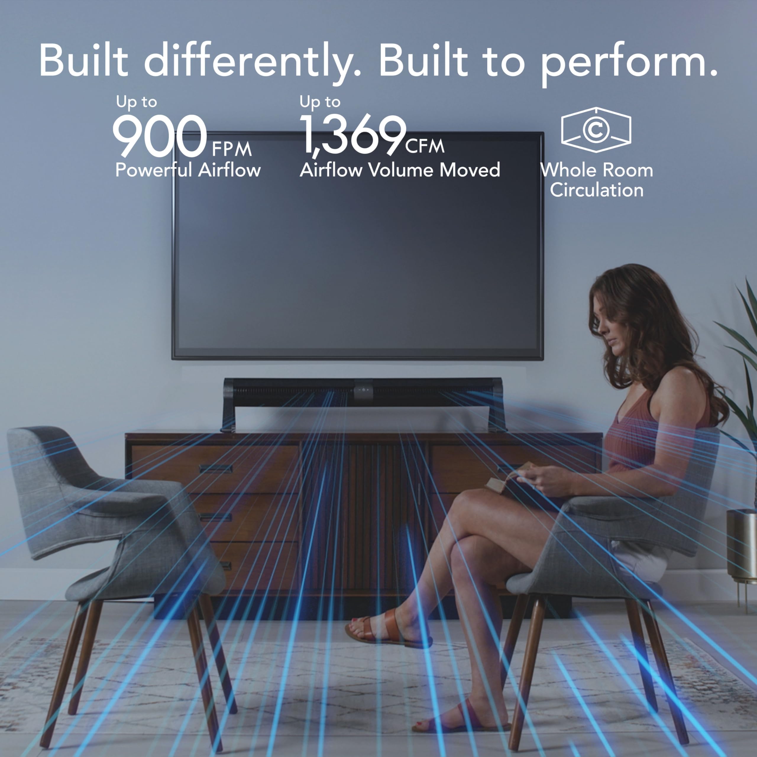 Vornado Airbar 6 | 44'' Tower Fan And Horizontal Air Circulator With Remote Control, 3 Speed Settings | Black