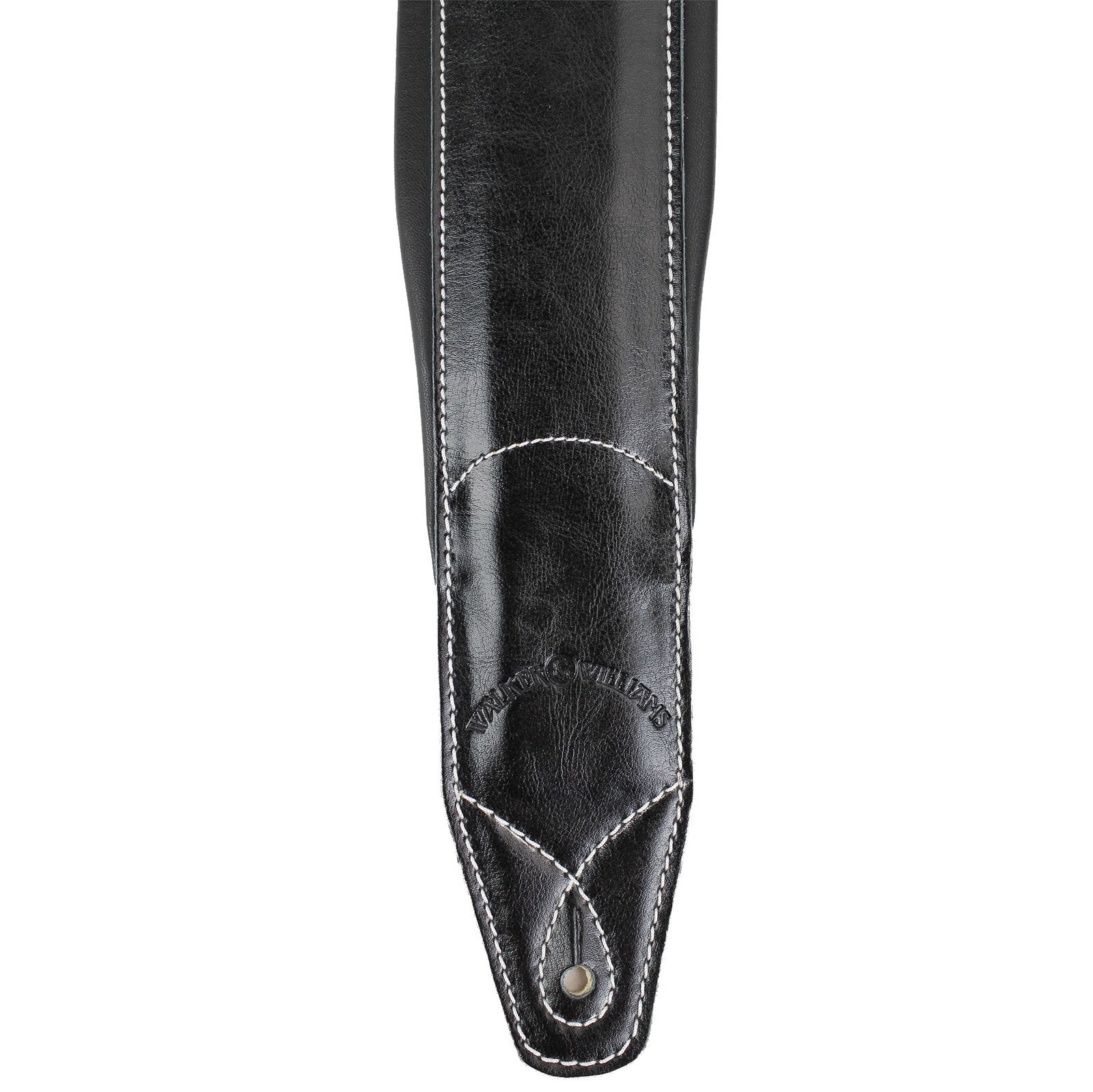 Walker & Williams C 22 Xl Premium Black Grain Leather Guitar Strap Extra Long Double Padded Up To 61'' For Acoustic, Electric, A