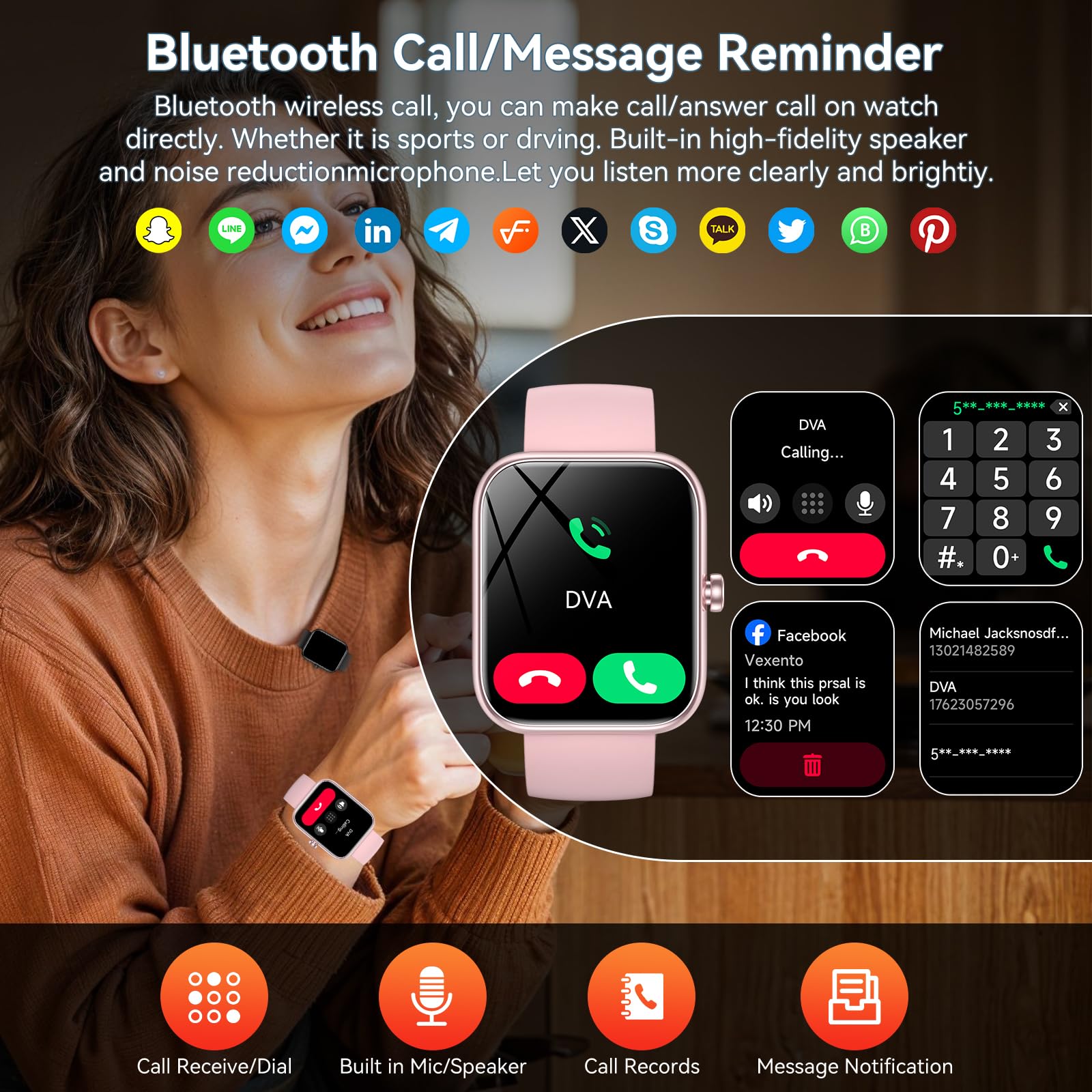 Booomic Smart Watch With Alexa Built-In, 1.83 '' Hd Fitness Tracker With Bluetooth Calls/Messages, Ip68 Waterproof, 120+ Sports