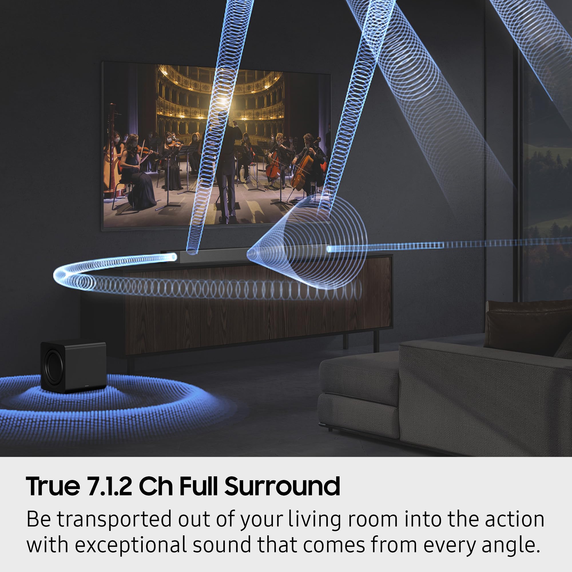 Samsung Q-Series Soundbar Hw-Q900F 7.1.2 Ch Subwoofer (2025 Model) Smart Integration, Wireless Dolby Atmos, Q-Symphony