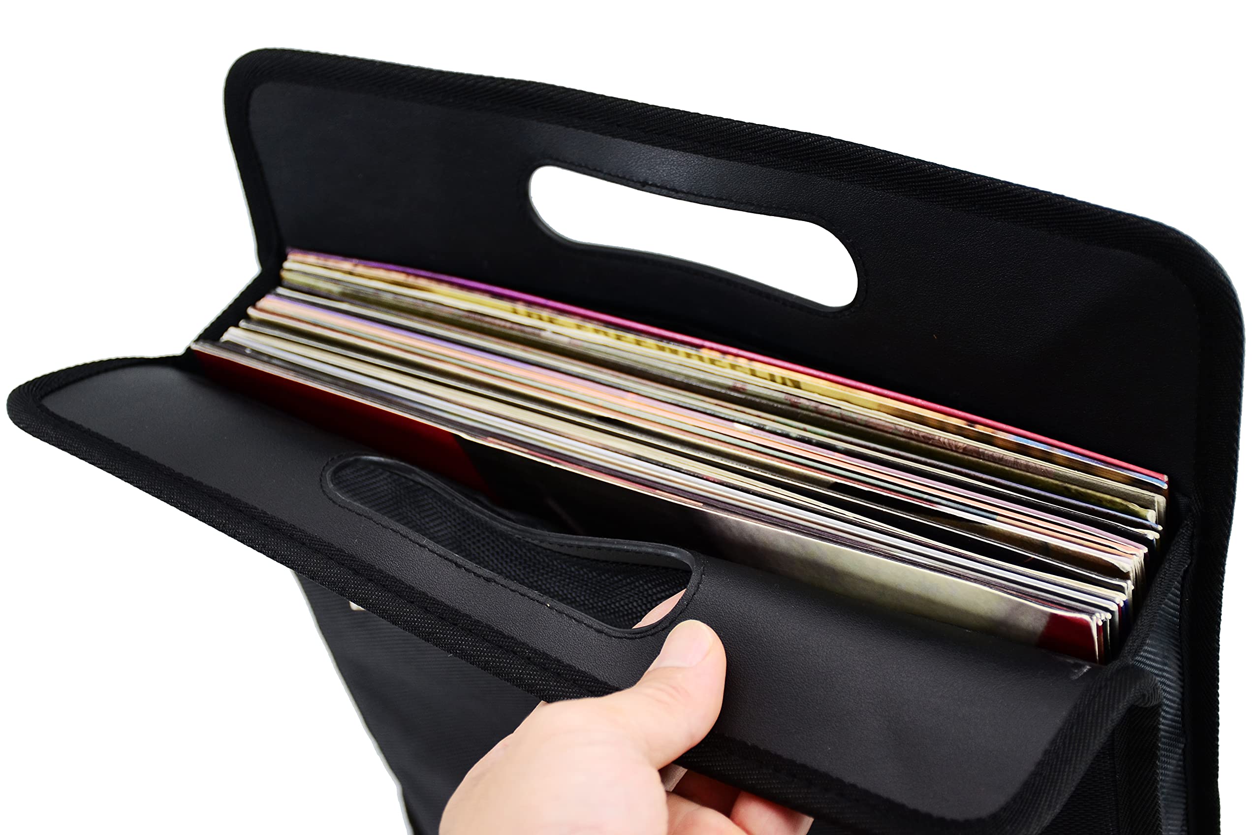 Akozlin Vinyl Record Travel Carrying Bag,Lp Records Durable Vinyl Albums Case For Most 7'' 10'' 12'' Lp