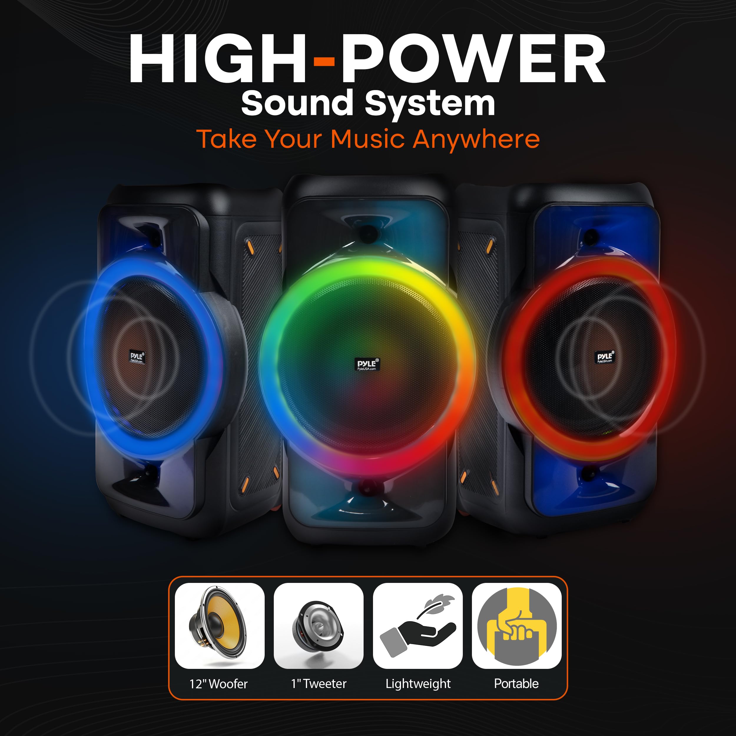 Pyle Audio Large Bluetooth Party Speaker - Big Bluetooth Speaker With True Wireless Stereo System - Enjoy Powerful Bass And Clea