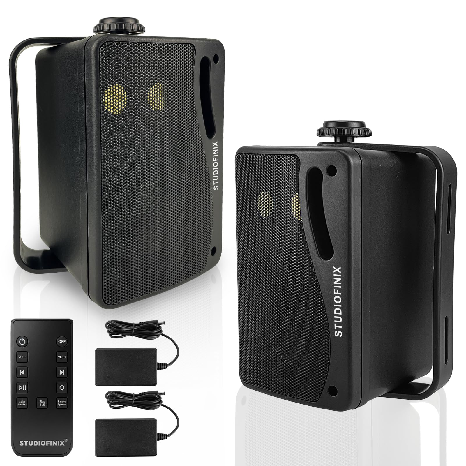 STUDIOFINIX 3.5 Inch Indoor Outdoor Wall Mounted Bluetooth Speakers, 200W Peak(100W Each) 3Way Waterproof, Wireless MultiSpeak