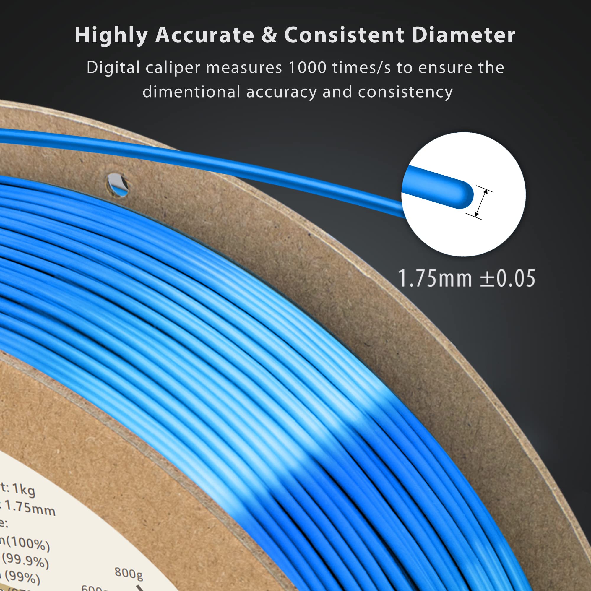 Duramic 3D Shiny Silk Pla Filament 1.75Mm Blue, Shiny Blue Pla Filament Dimensional Accuracy +/- 0.05 Mm 1Kg Spool(2.2 Lbs)