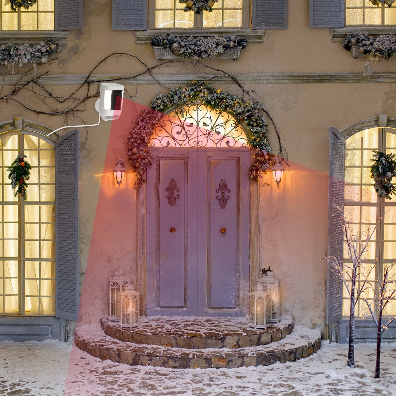 Alertcam Power Adapter For Ring Spotlight Cam Plus/Pro (Battery), With 25Ft/7.5M Flat Weatherproof Outdoor Cable Continuously Power Your Ring Camera   White