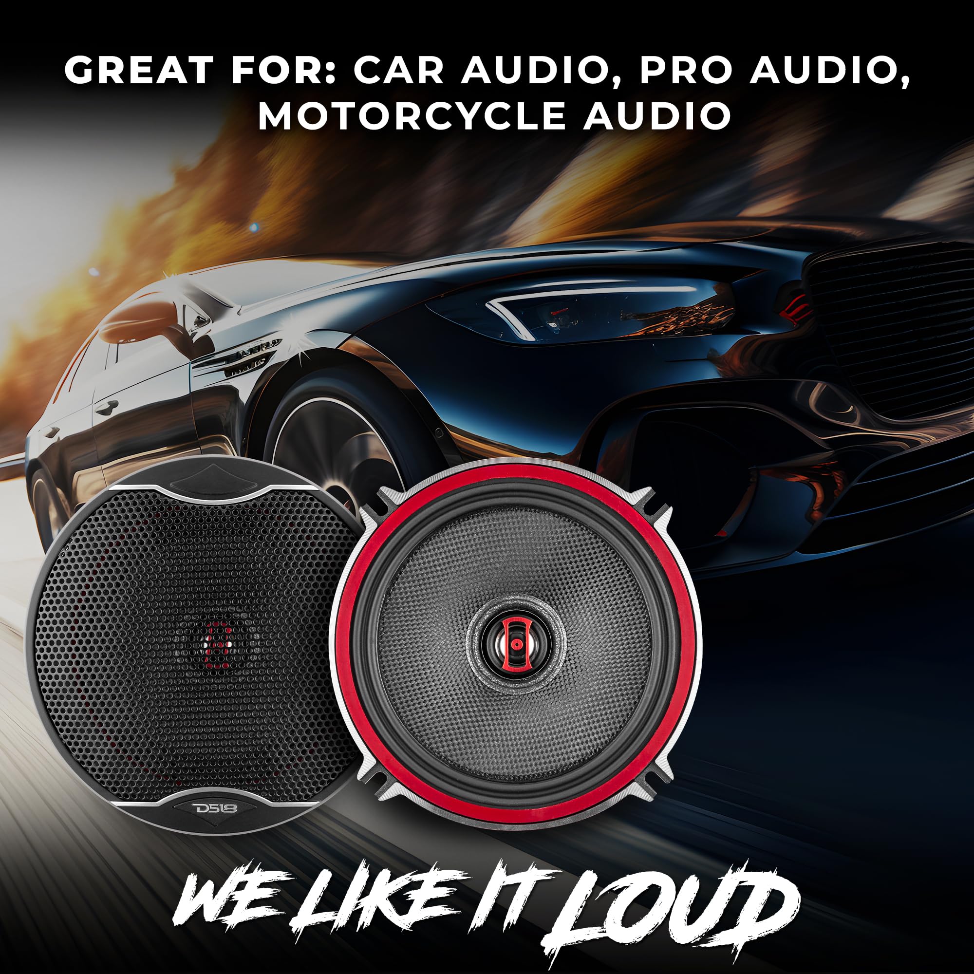 Ds18 Exl-Sq5.25 - Car Speaker 5.25 Inch High Sound Quality Glass Fiber 2 Way 3-Ohms Speaker - Sleek Compact Design With A Chrome