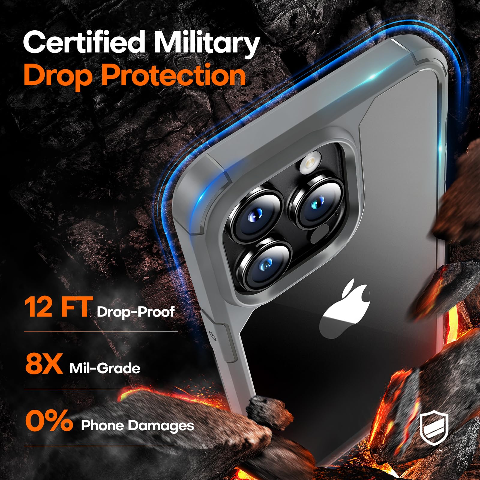 Tauri 5 In 1 For Iphone 15 Pro Max Case Gray, [Military Grade Drop Protection] Slim Shockproof Phone Lanyard Case 6.7 Inch