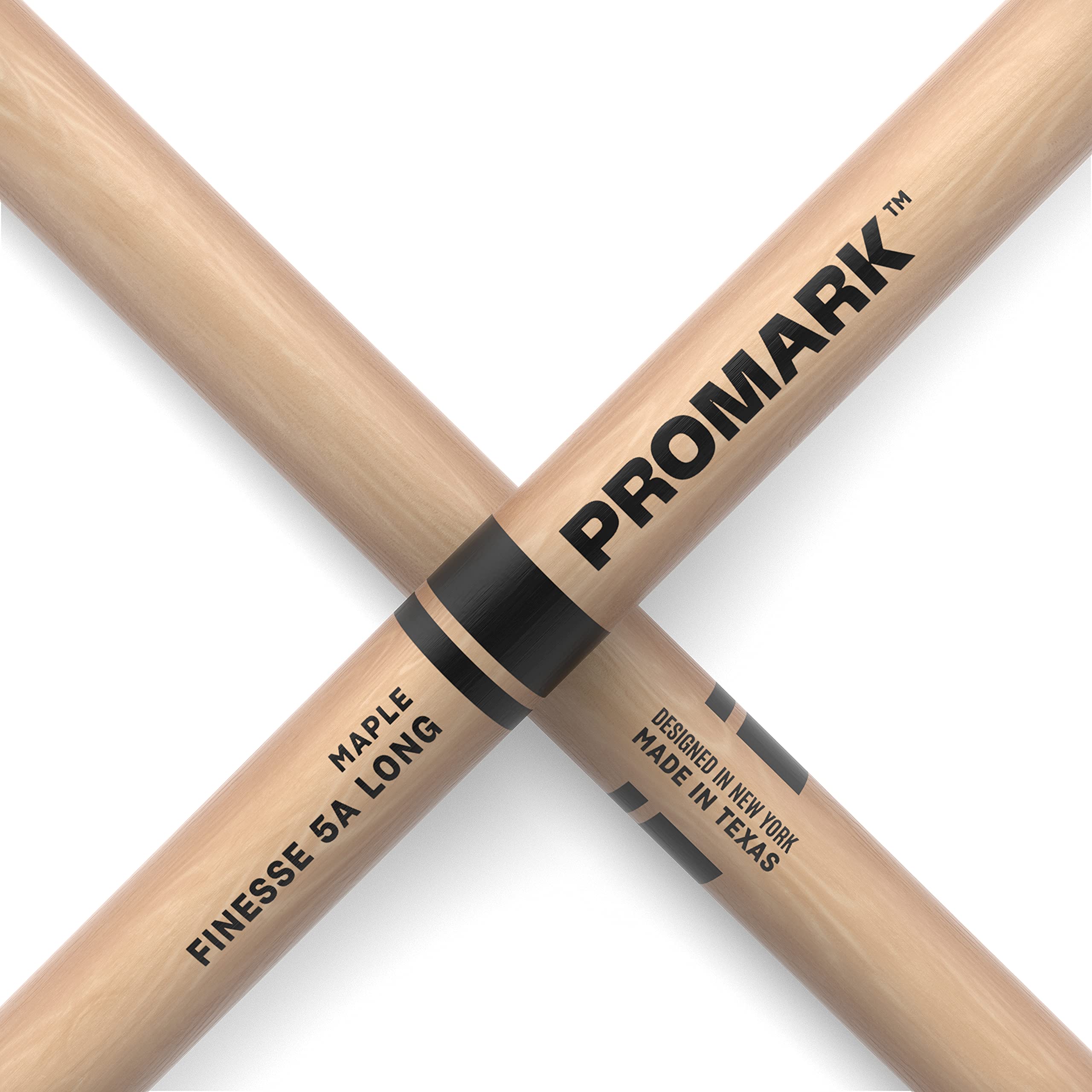 Promark Finesse 5A Long Maple Drumsticks, Small Round Wood Tip, One Pair