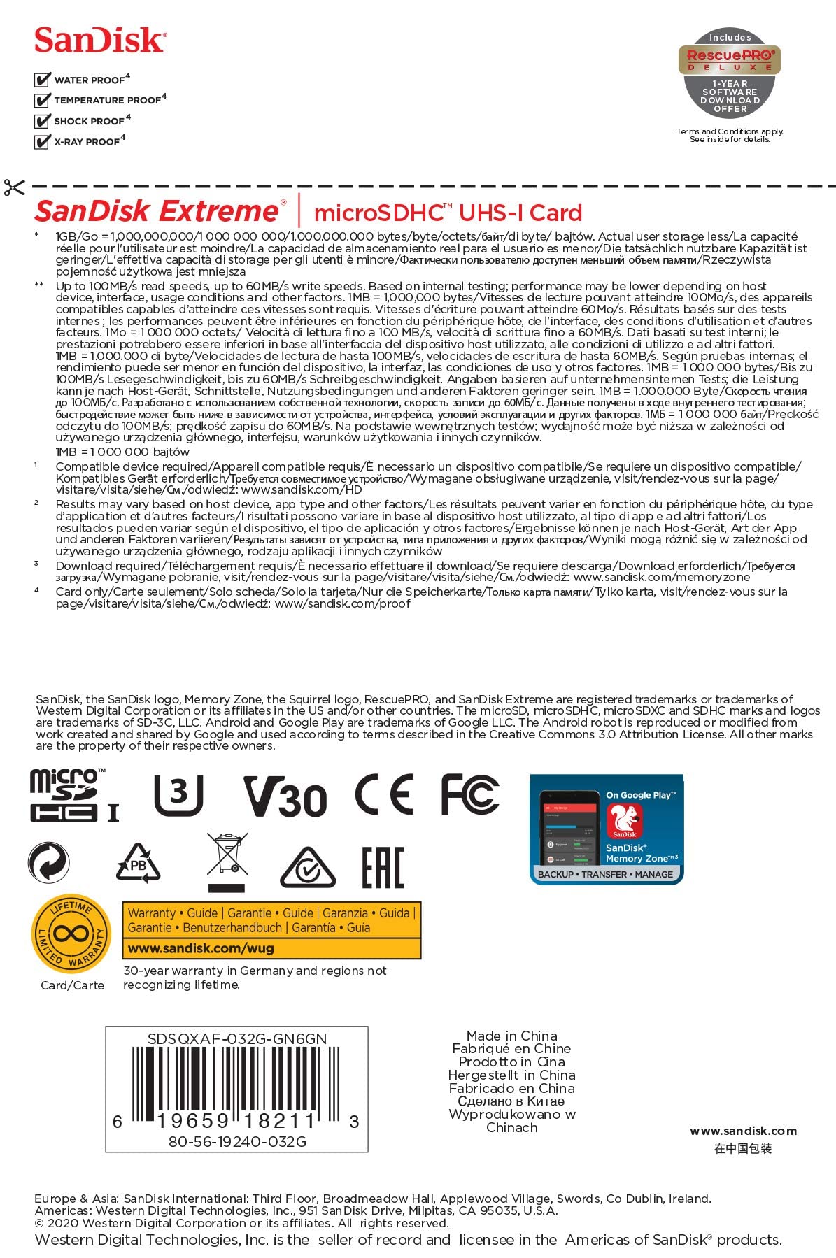 Sandisk 32Gb Extreme For Mobile Gaming Microsd Uhs I Card   C10, U3, V30, 4K, A1, Micro Sd   Sdsqxaf 032G Gn6Gn