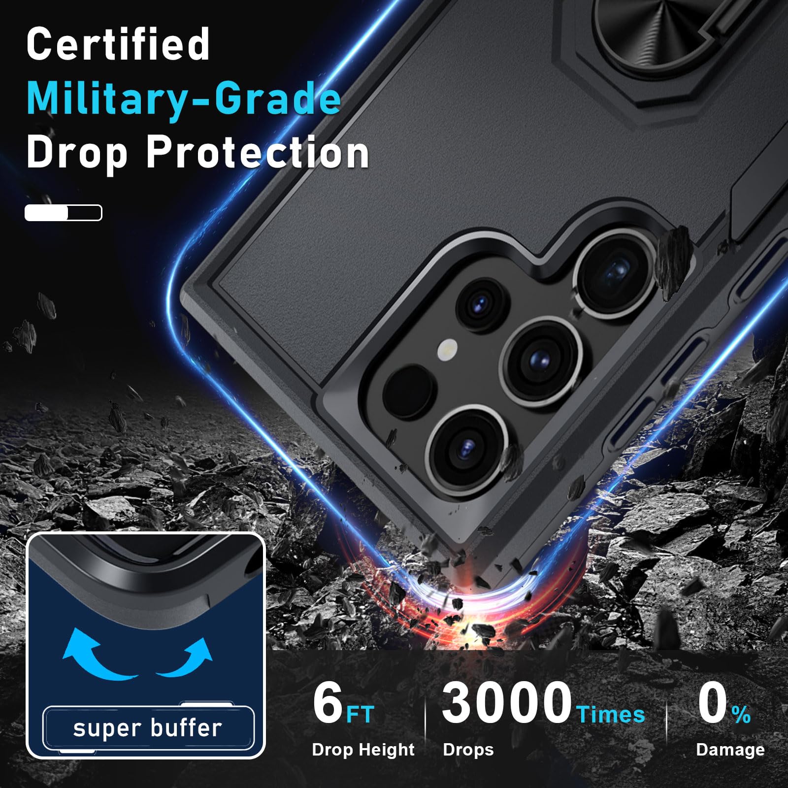 Janmitta Compatible With Samsung Galaxy S24 Ultra Case With Screen Protector[2 Pack],Heavy Duty Shockproof Full Body Phone Cover