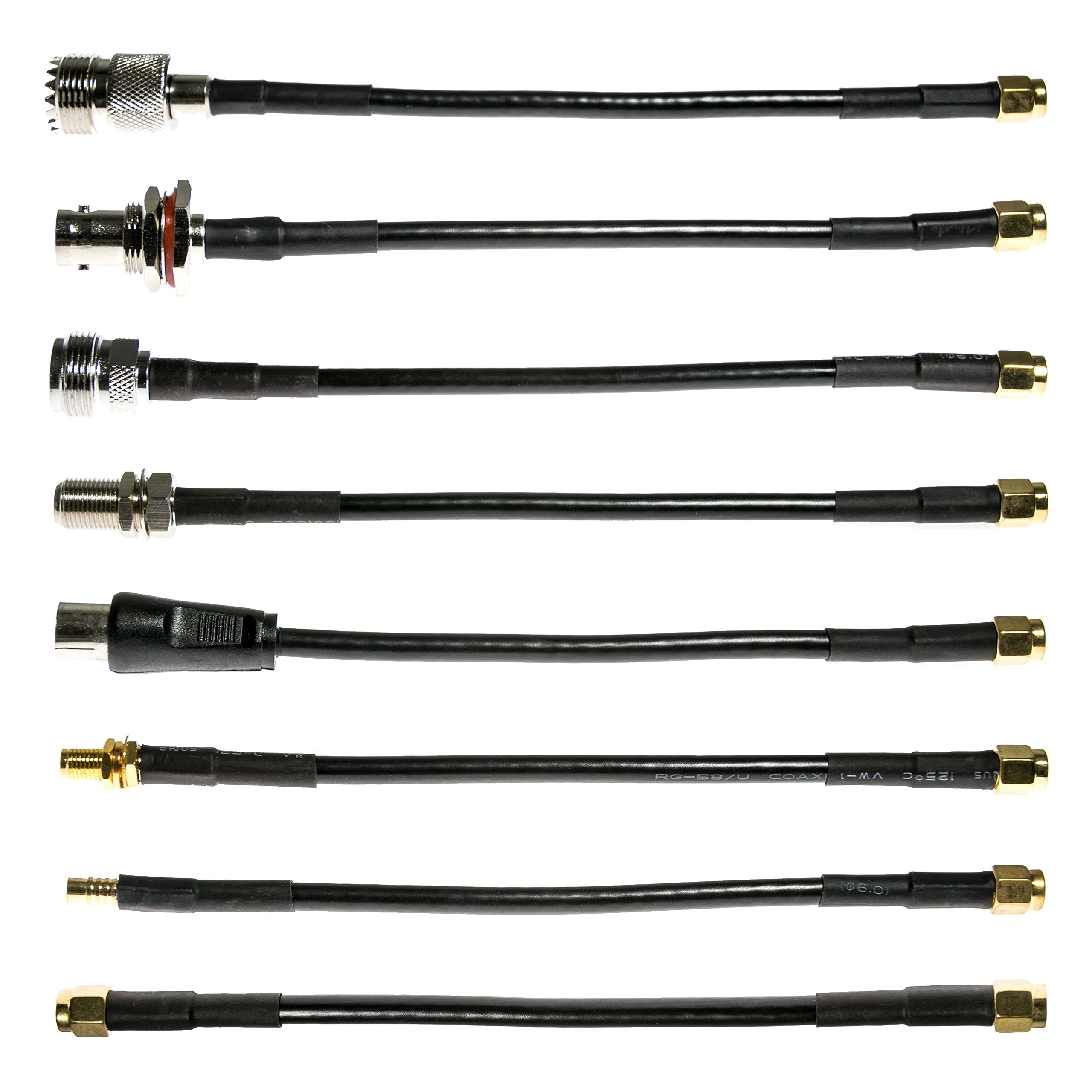Nooelec Sma Cable Connectivity Kit   Set Of 8 Rf Adapter Cables For Nesdr Smart (Rtl Sdr), Hackrf One And Other Sma Software Def