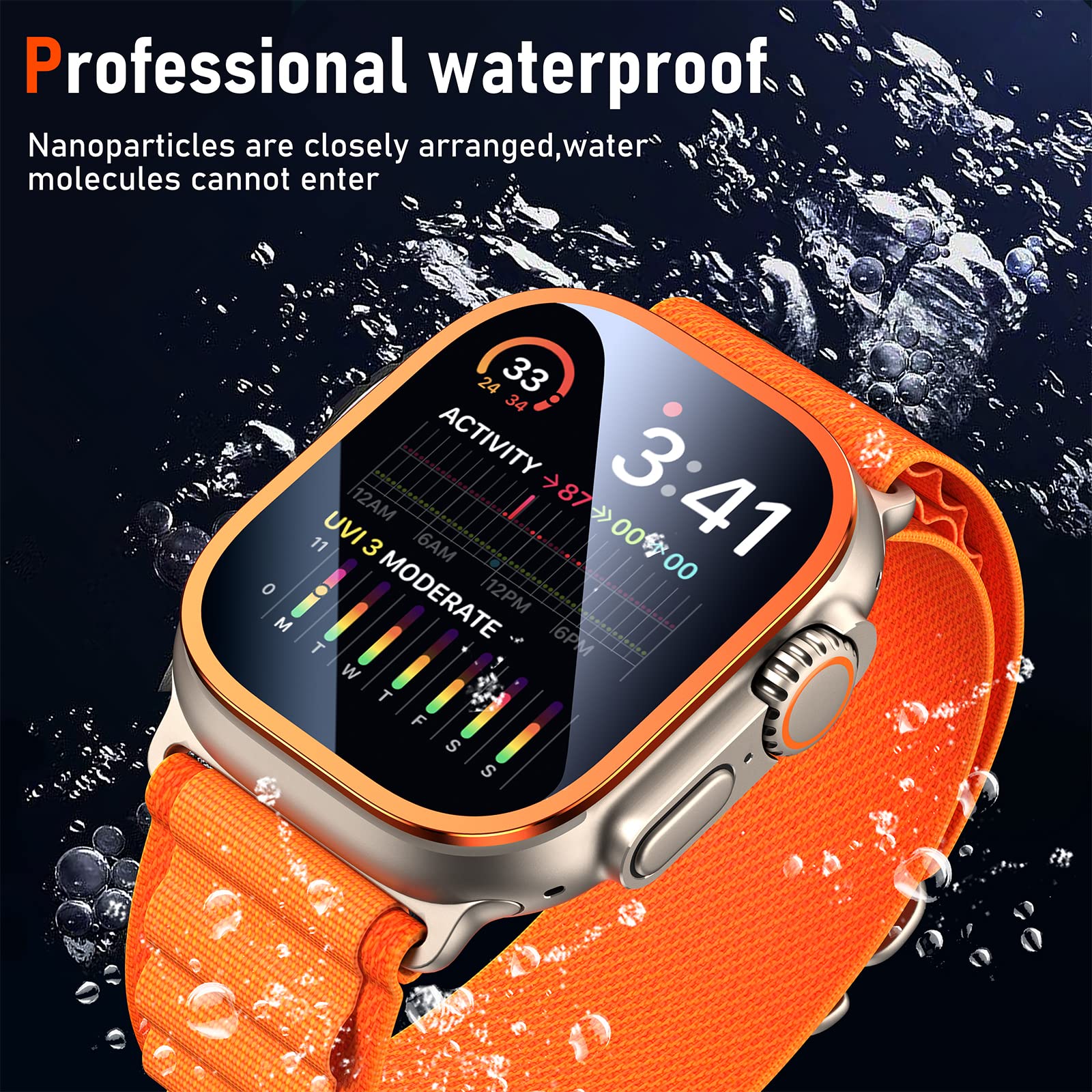 Bazo For Apple Watch Ultra 2 / Ultra Screen Protector 49Mm, [2 Pack] Titanium Alloy Frame With 9H Tempered Glass Anti Scratch Hd