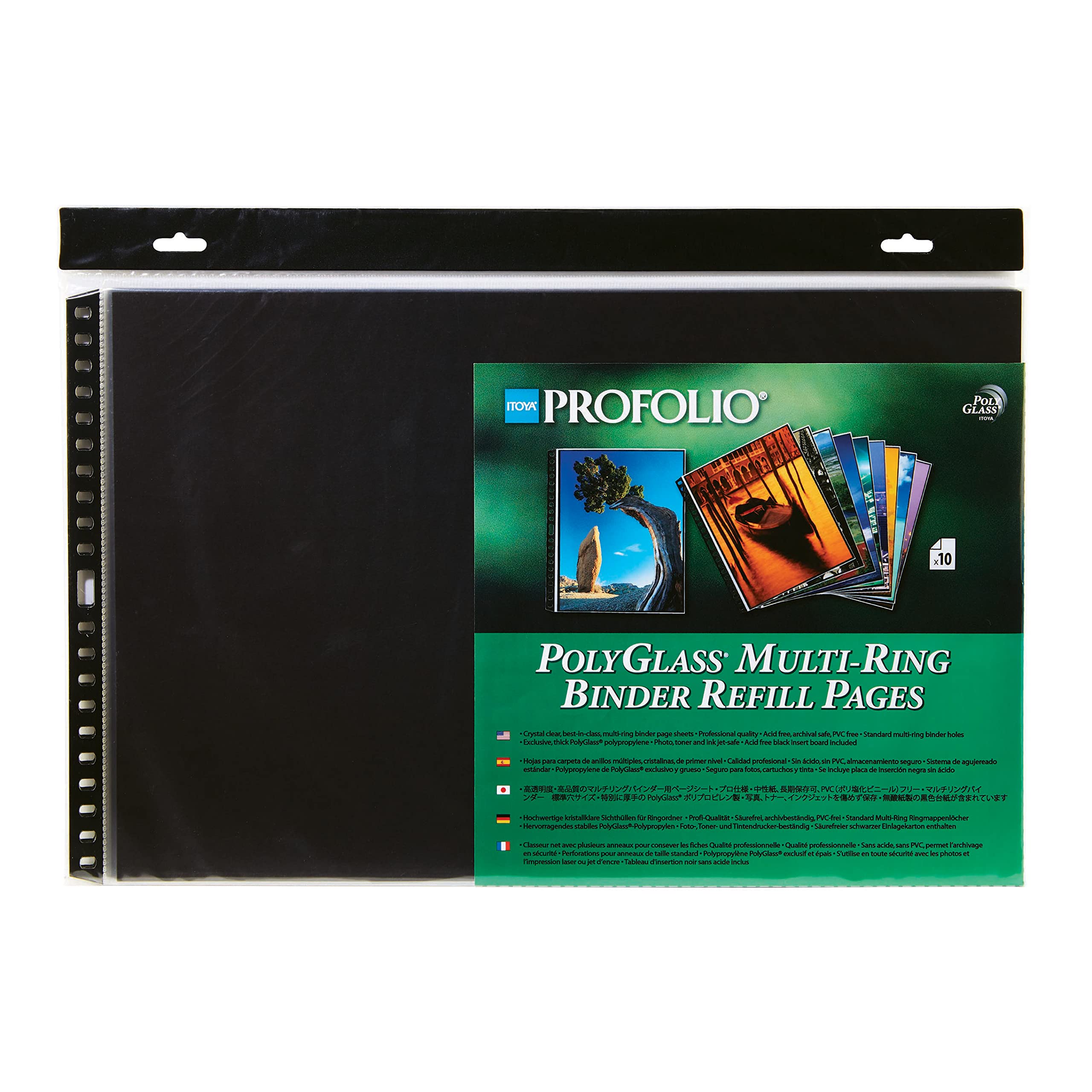 Profolio By Itoya, Landscape, 17 X 11 Inches, Art Profolio Polyglass 10 Pack Multi Ring Binder Refill Pages