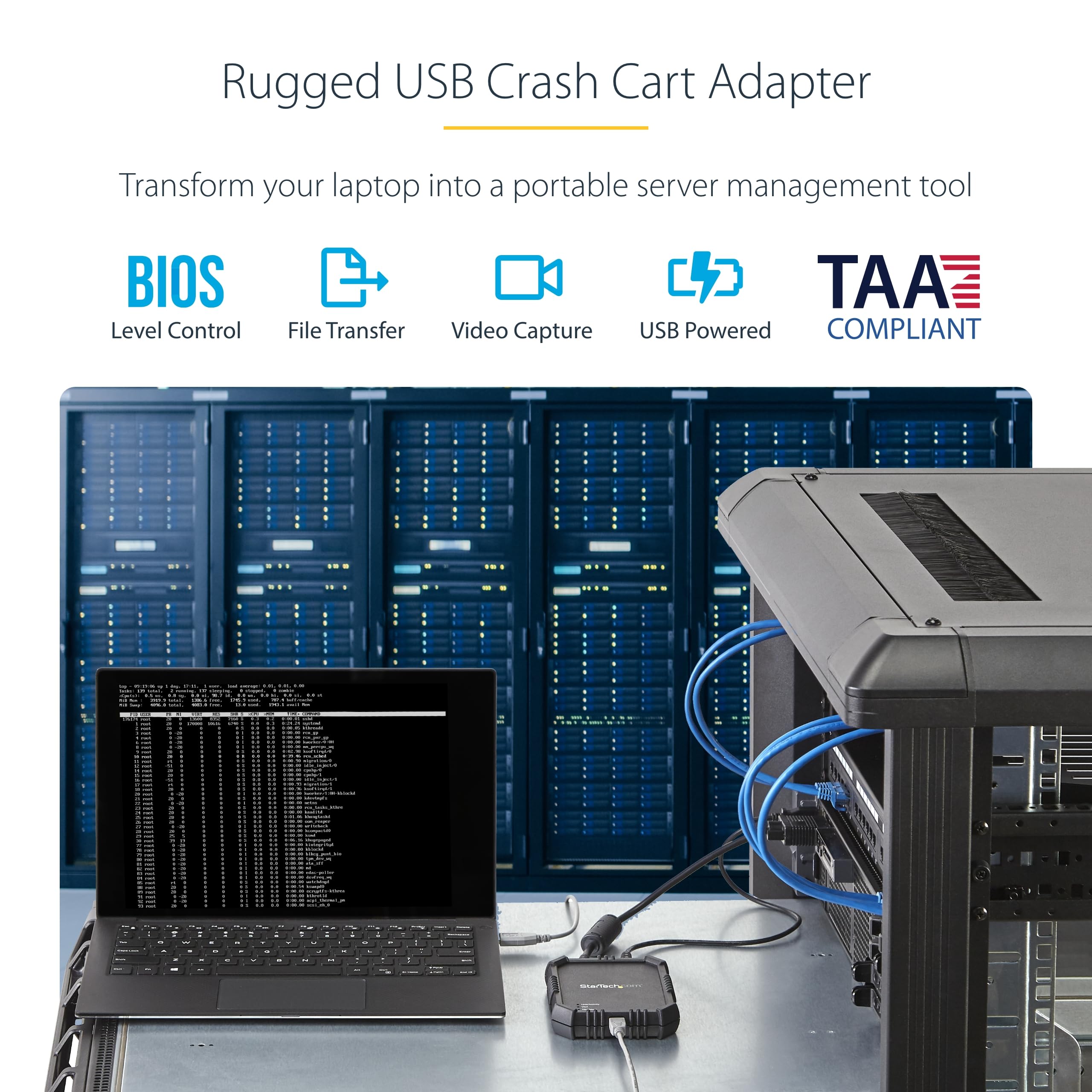 Startech.Com Usb Crash Cart Adapter With File Transfer And Video Capture   Laptop To Server Kvm Console   Portable & Rugged (Not