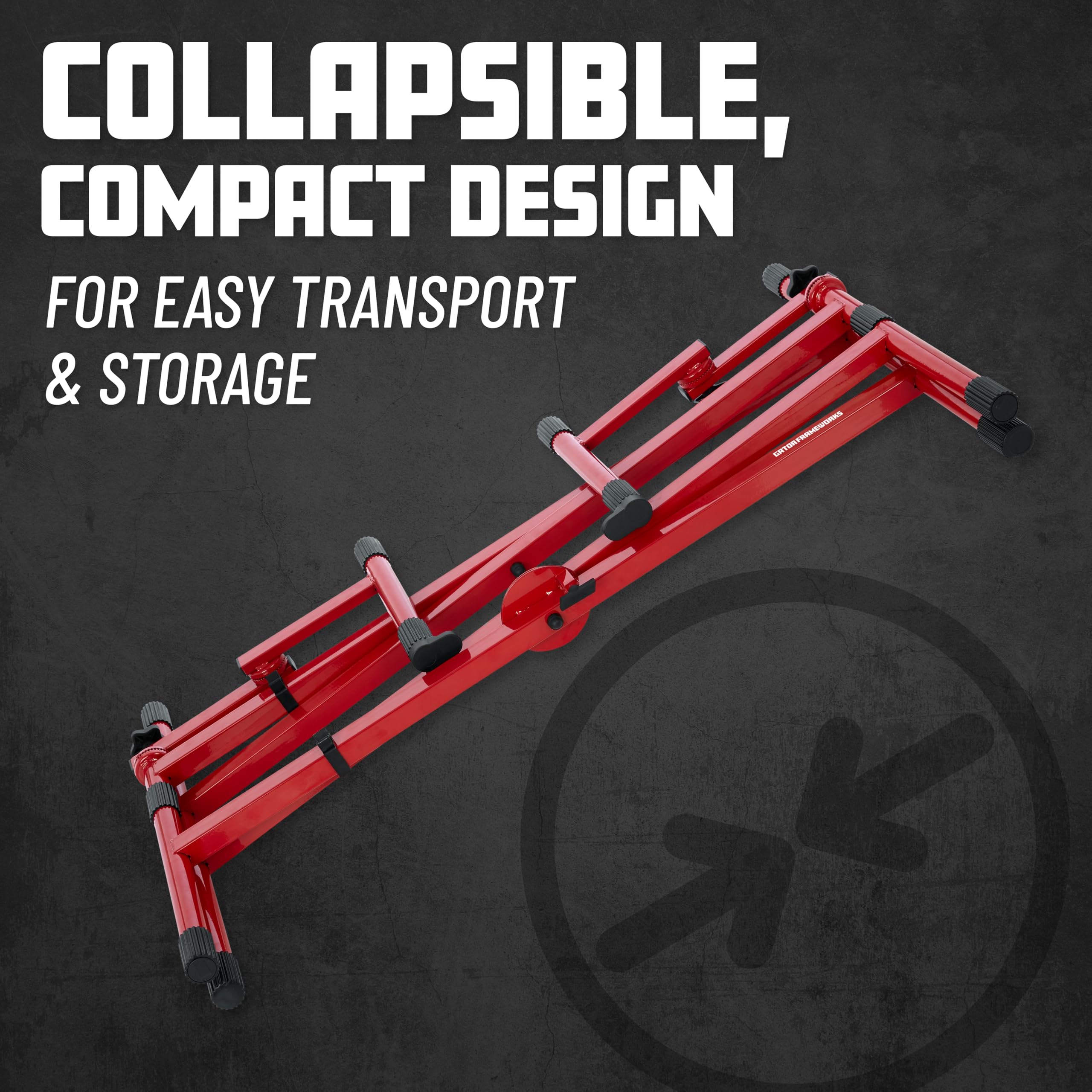 Gator Frameworks Deluxe Two Tier X Frame Keyboard Stand, Bright Red Finish (Gfw-Key-5100Xred)