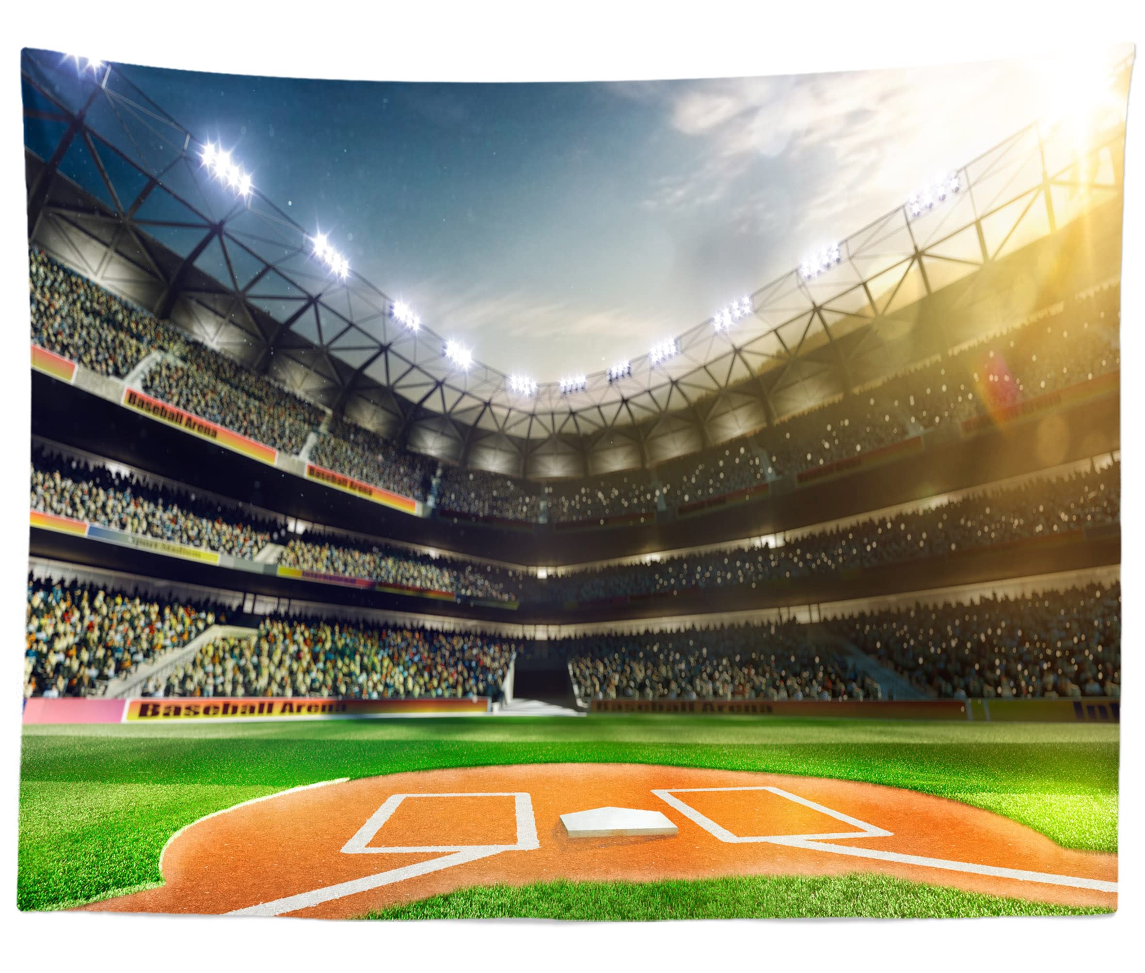 Beleco 5X3Ft Fabric Baseball Backdrop Baseball Field Stadium Photography Backdrop For Birthday Party Decoration Games Photo Back