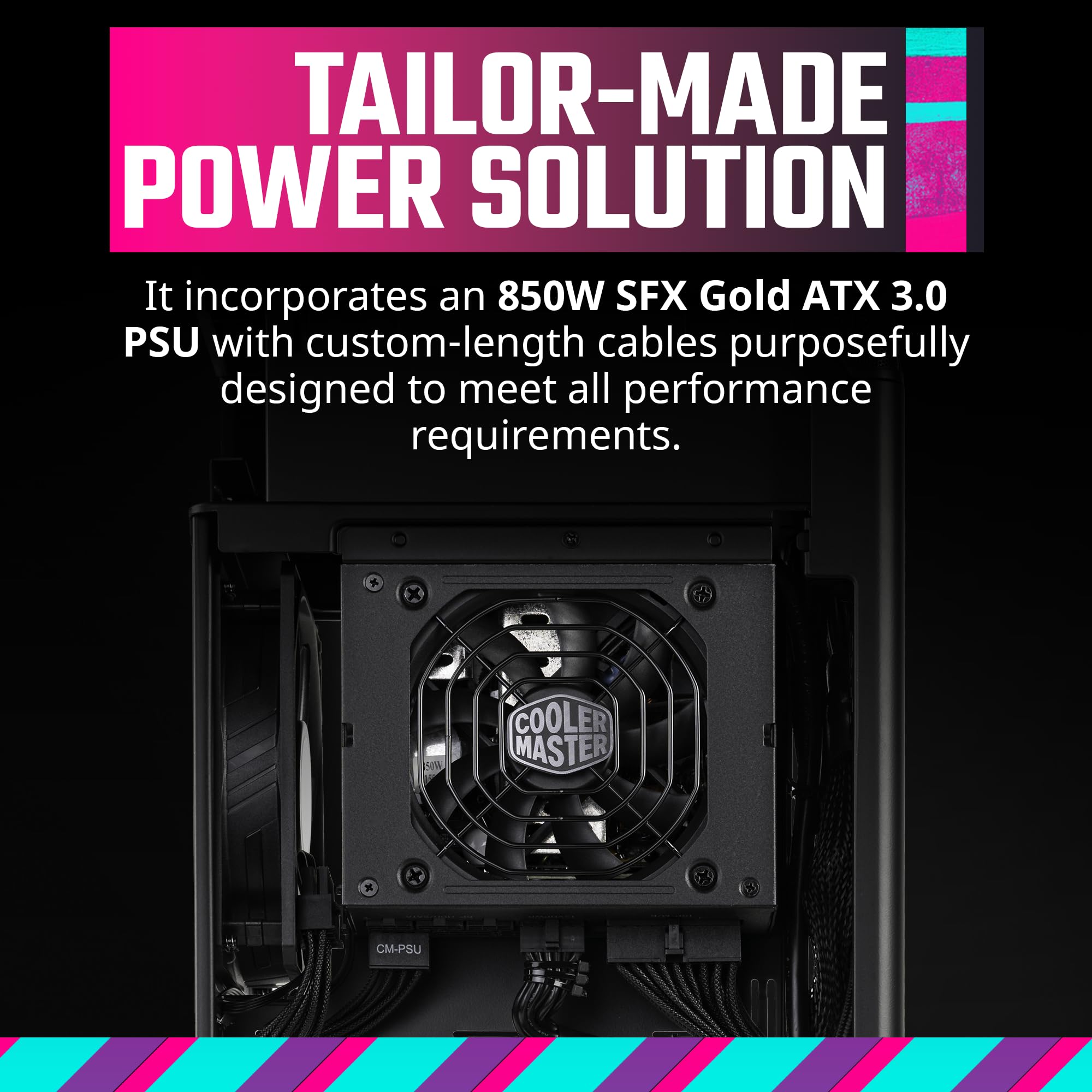 Cooler Master Ncore 100 Max Itx Sff Tower Case, Custom 120Mm Aio, 850W Sfx Gold Atx3.0 Psu, 4 Slot Gpu, Vertical Mount Gpu, Pcie