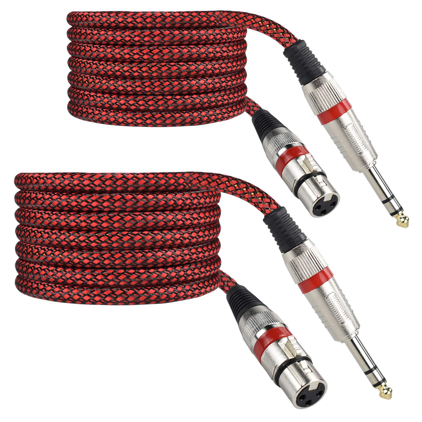 Mugteeve 1/4'' Trs To Xlr Female Cable Adapter Balanced, 10Ft Stereo Quarter Inch Trs To Xlr Microphone Cable, Nylon Braided, Of