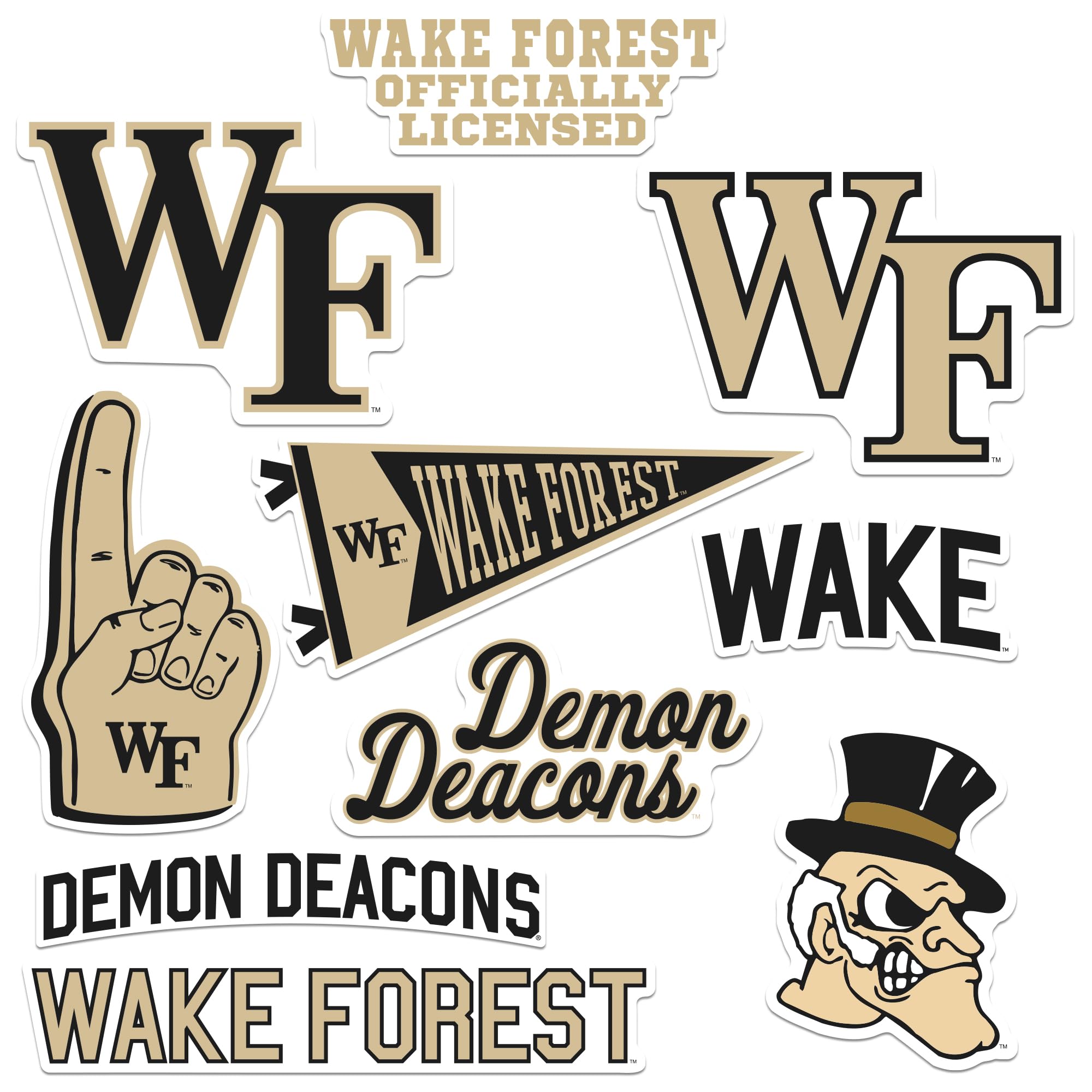 Wake Forest University 9Ct Vinyl Large Deluxe Stickers Variety Pack   Laptop, Water Bottle, Scrapbooking, Tablet, Skateboard, In