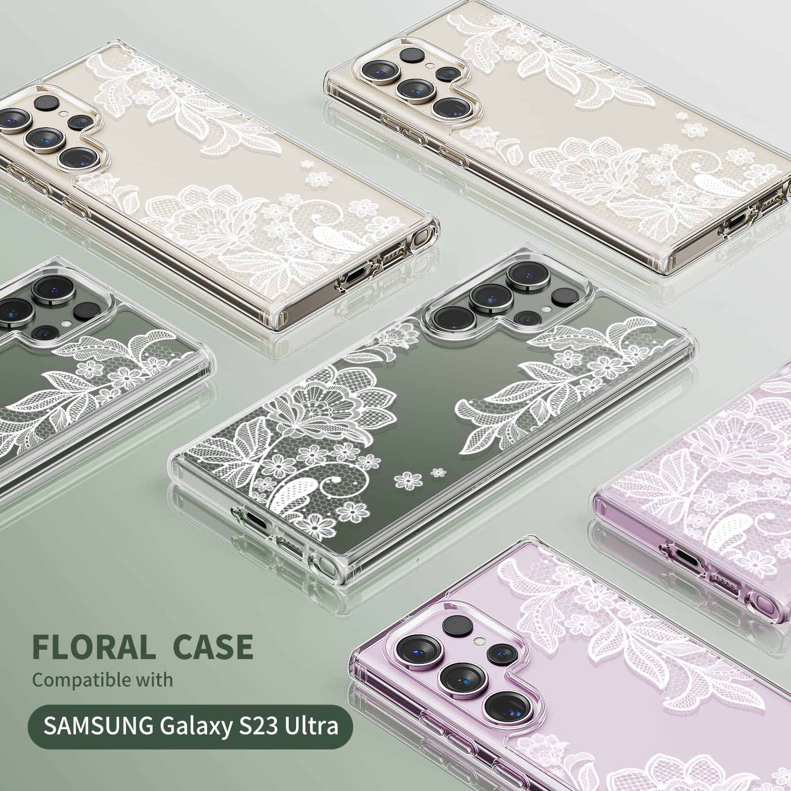 Anngelas For Samsung Galaxy S23 Ultra Phone Case   Shockproof Cases  Floral Pattern Flower Fashion Designs   Durable Soft & Ligh