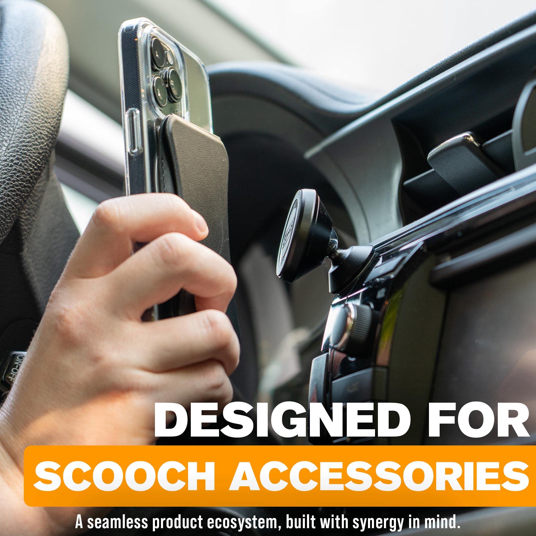 Scooch Magnetic Phone Mount For Car Compatible With Any Smartphone [Wingmount] Strong Magnets, Adjustable Magnetic Phone Holder