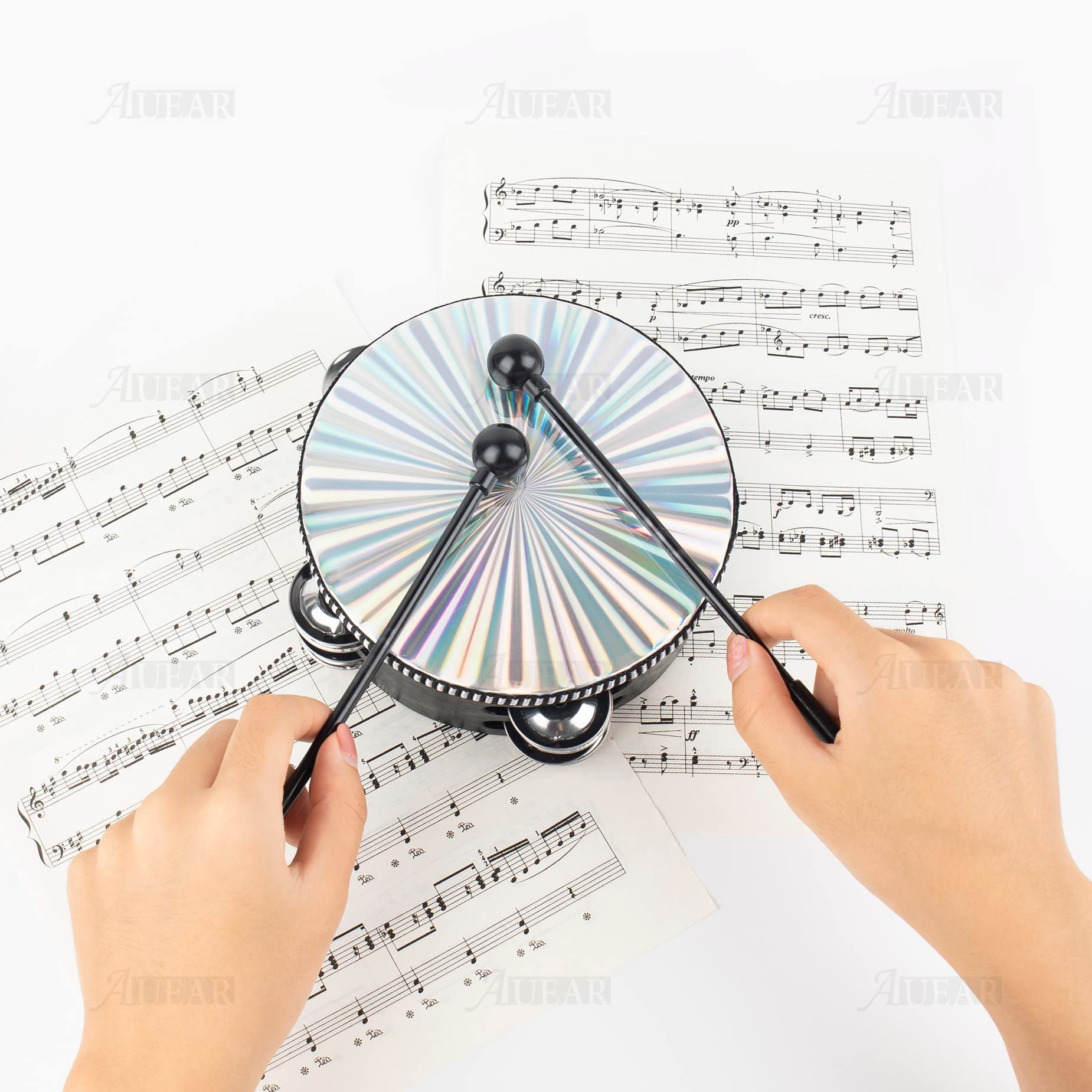 Auear, 10 Pack Drumsticks Plastic Handheld Drum Mallet Rod Musical Instrument Black