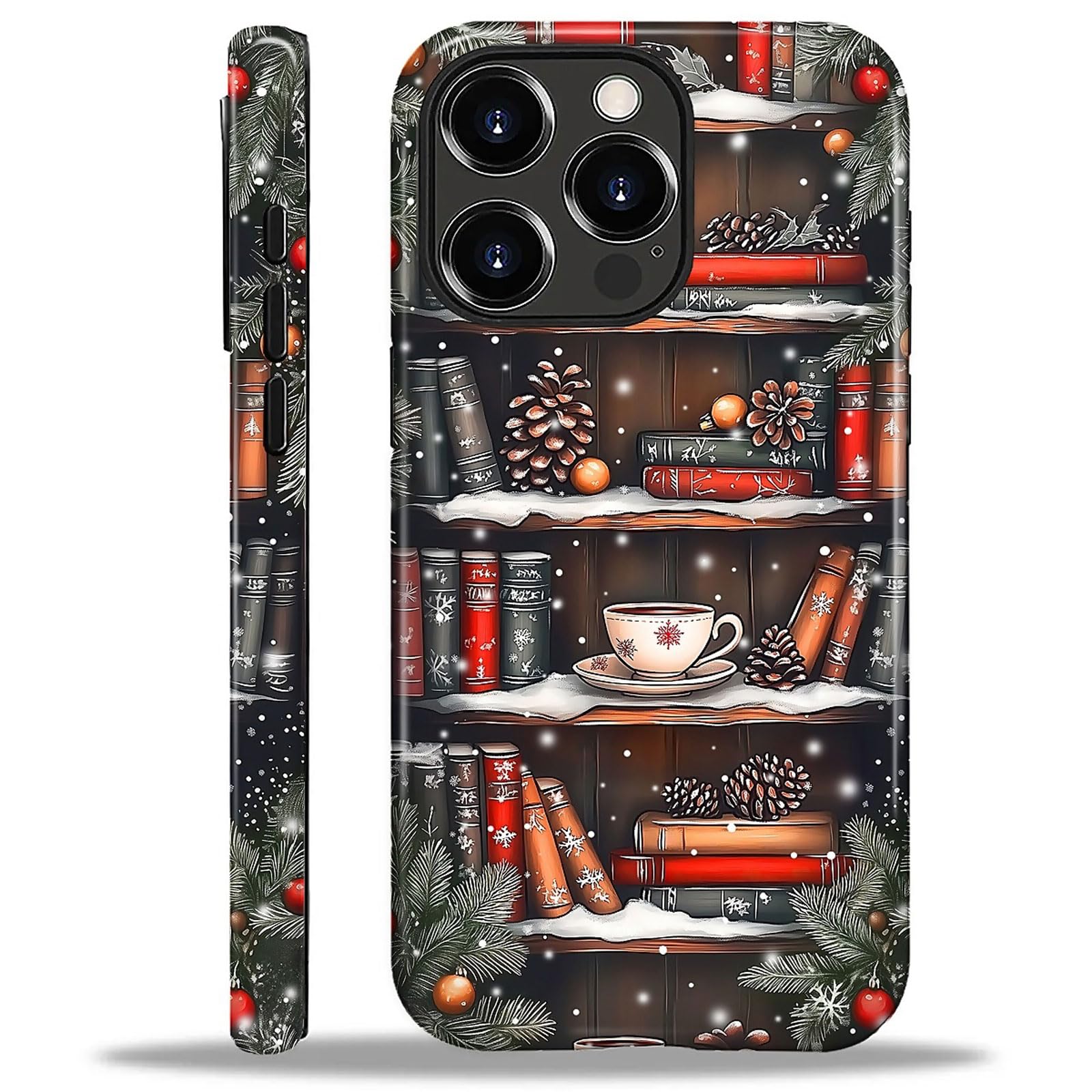 Goodsprout for iPhone 14 Pro Case,Hybrid 2-Layer Hard Shell + Silicone Protective Case -Resistant Shockproof- Christmas Tree Sno