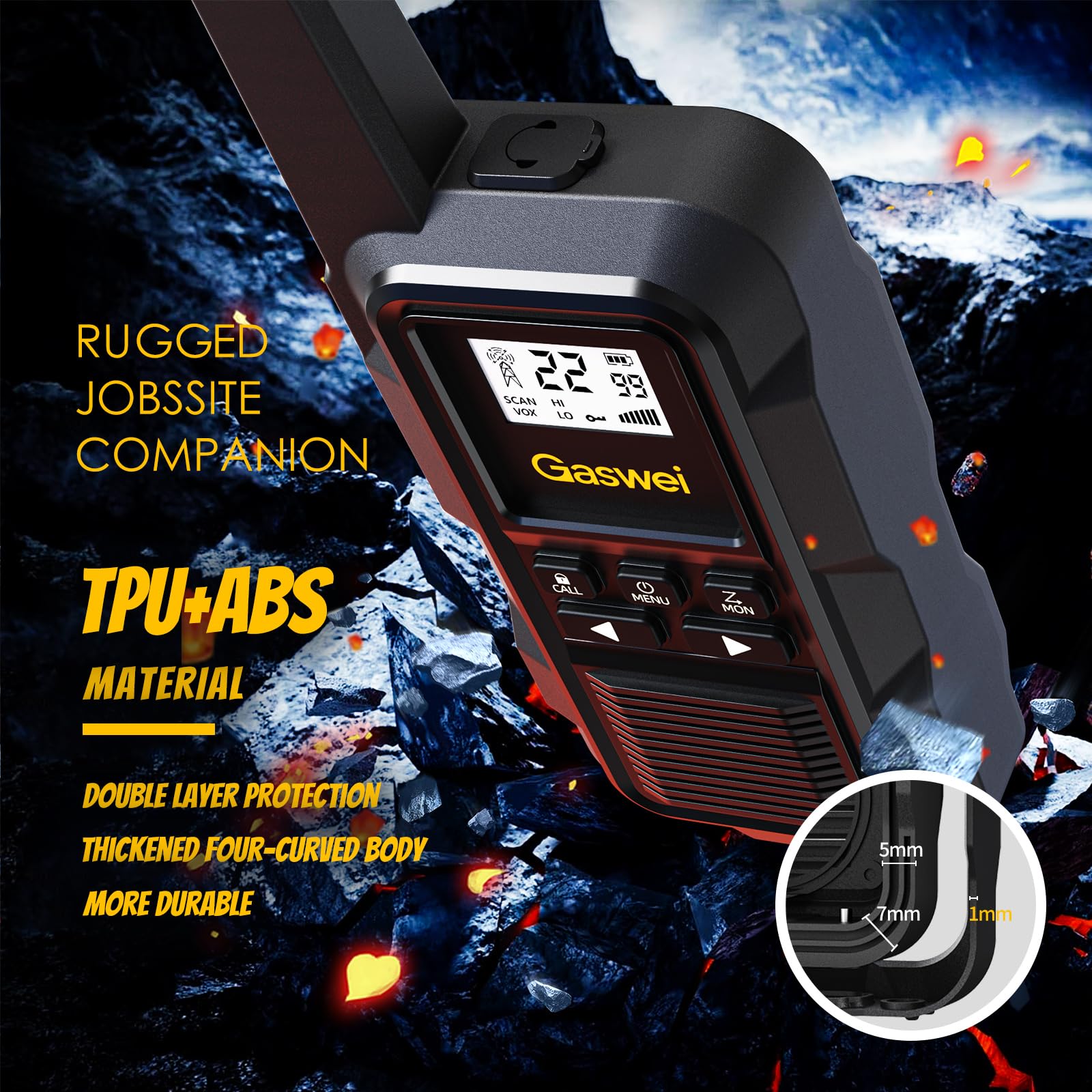 Gaswei G2Pro Heavy Duty Walkie Talkies 2 Watt  Waterproof, Shock Resistant, Long Range & Rechargeable Two Way Radio With Vox Lon