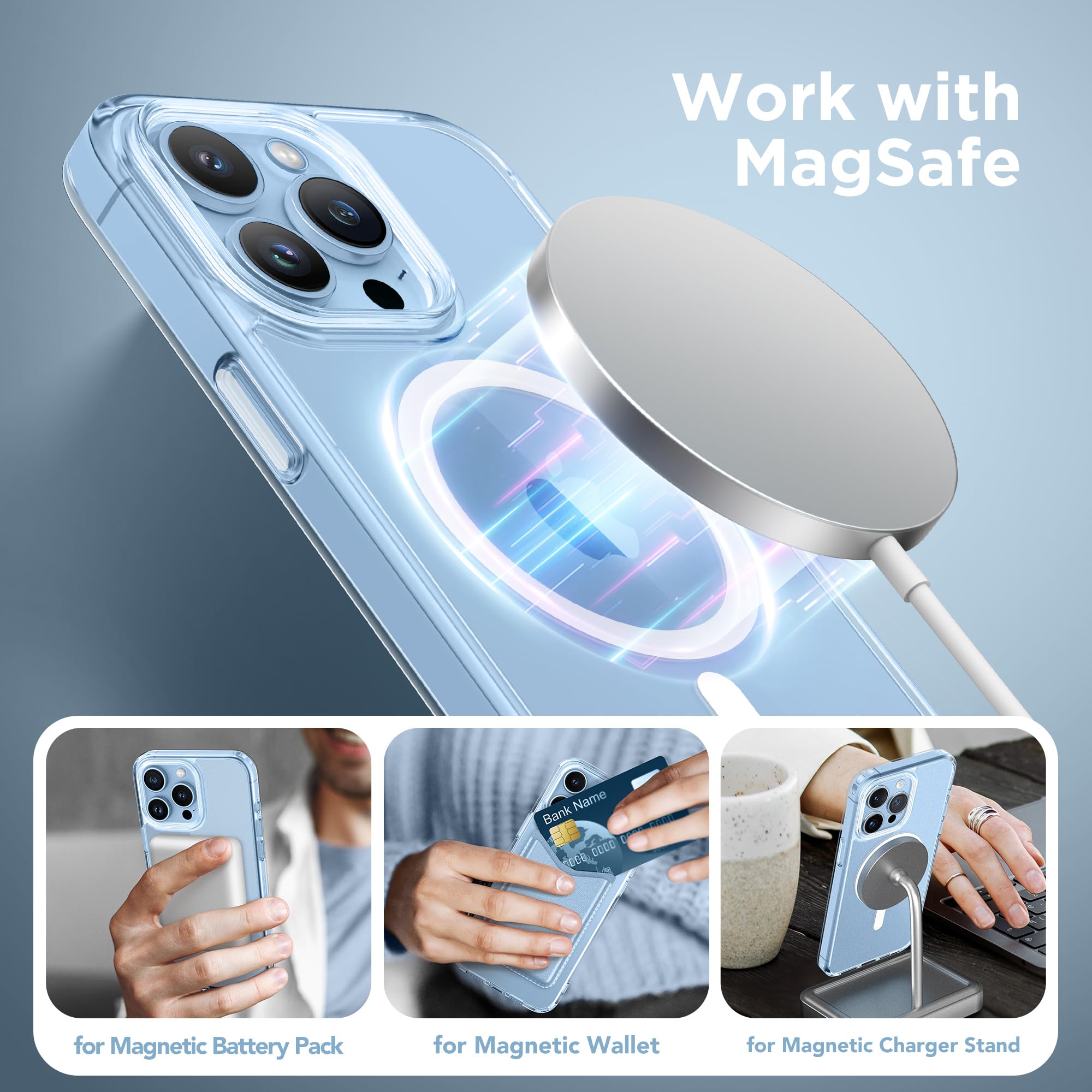 Gonez Magnetic For Iphone 13 Pro Max Case,Compatible With Magsafe,[2 Screen Protector & 2 Camera Cover][Anti Fingerprint][Non Ye