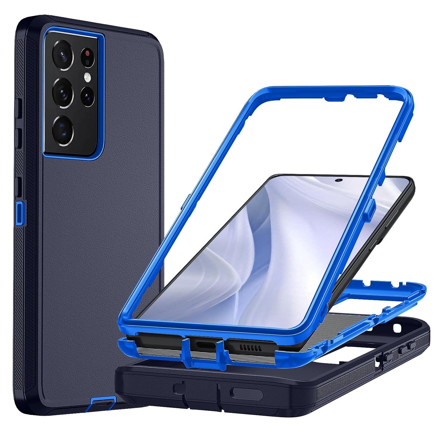 Ylzhe for Samsung S21 Ultra Phone Case,[No Screen Protector] 3 Layer Rugged Durable Shockproof Case for Galaxy S21 Ultra 5G,Mili