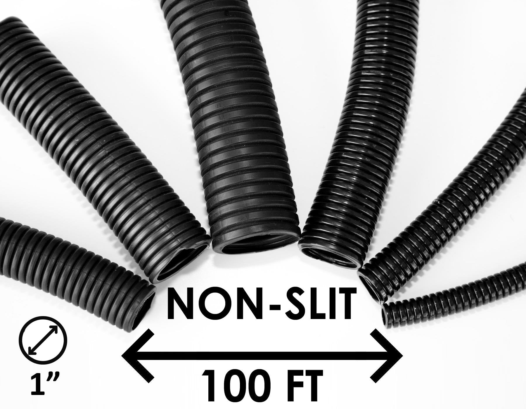 1'' Wire Loom Non Slit Polyethylene Corrugated Flexible Innerduct Conduit   100 Feet   Black