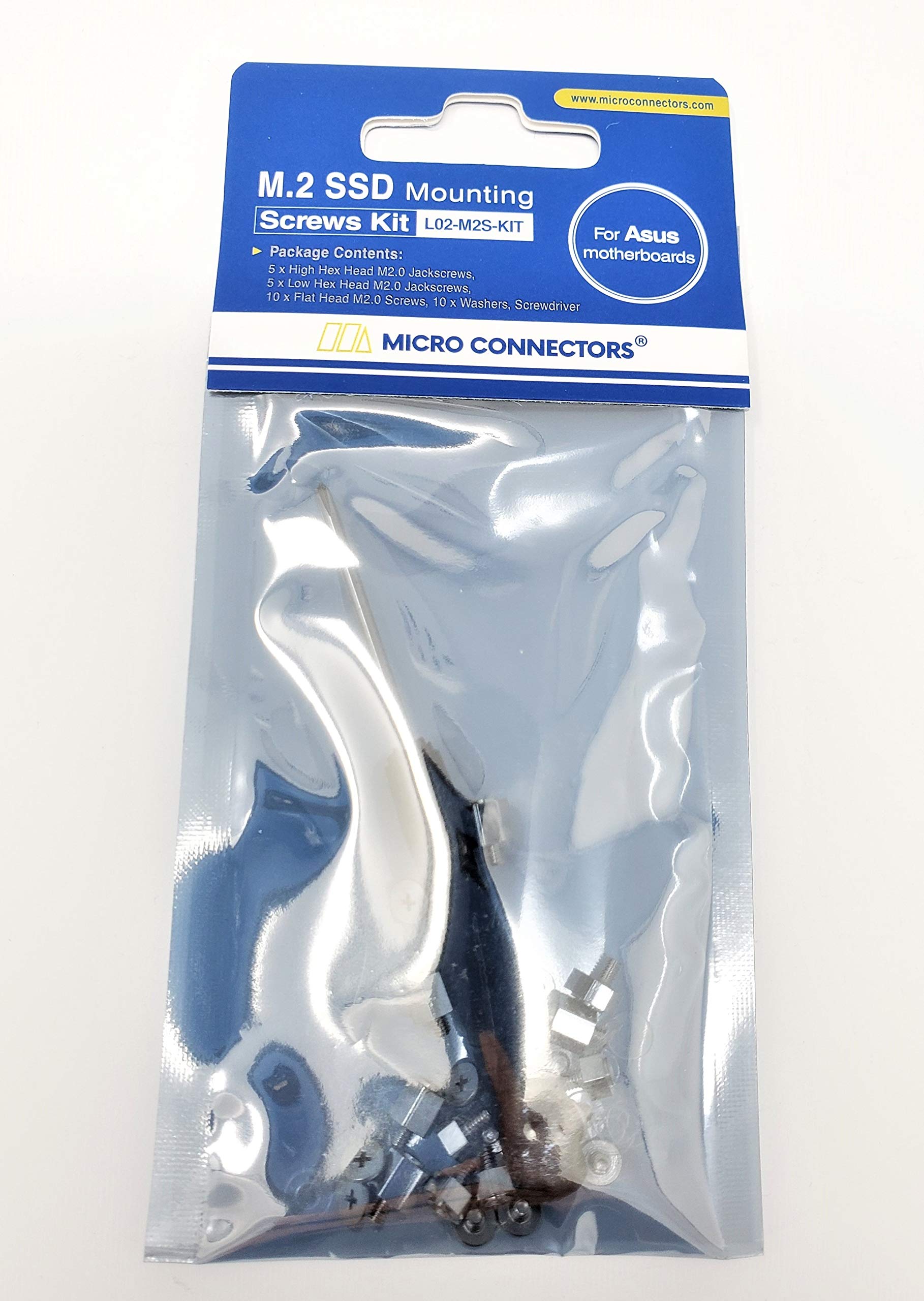 Micro Connectors M.2 Ssd Mounting Screws Kit For Asus Motherboards (L02-M2S-Kit) - Silver