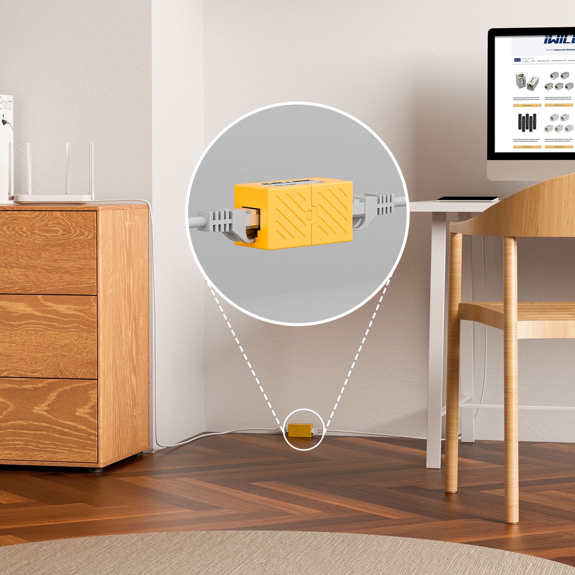 Iwillink 20 Pack Cat6 Rj45 Ethernet Coupler, Female To Female Rj45 Connector For Cat6/Cat5E/Cat5 Ethernet Cable, Extender Adapte