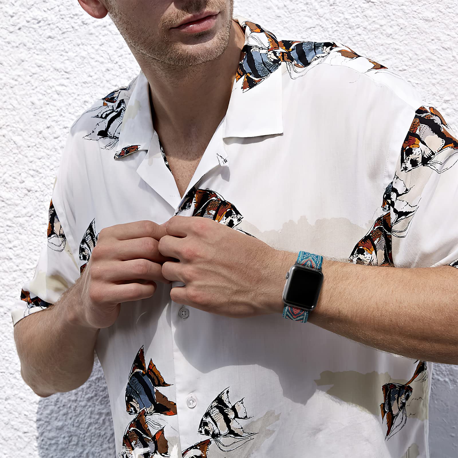 Daqin Compatible With Apple Watch Band 46Mm 45Mm 44Mm 49Mm 42Mm 41Mm 40Mm 38Mm Women Men, Stretchy Nylon Braided Sport Strap For